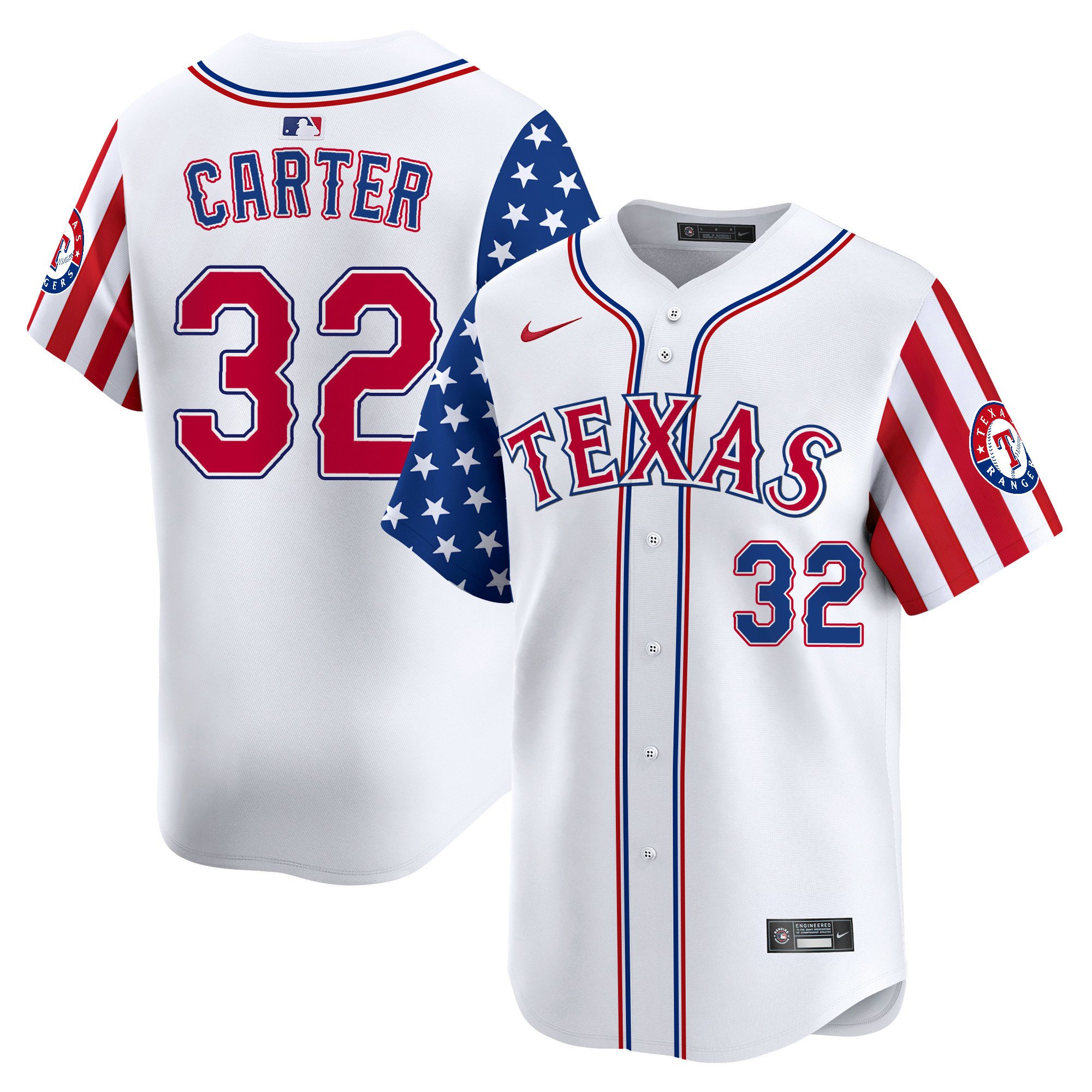 Men Evan Carter Texas Rangers 2024 Independence Day Vapor Premier Limited Jersey V2 - All Stitched