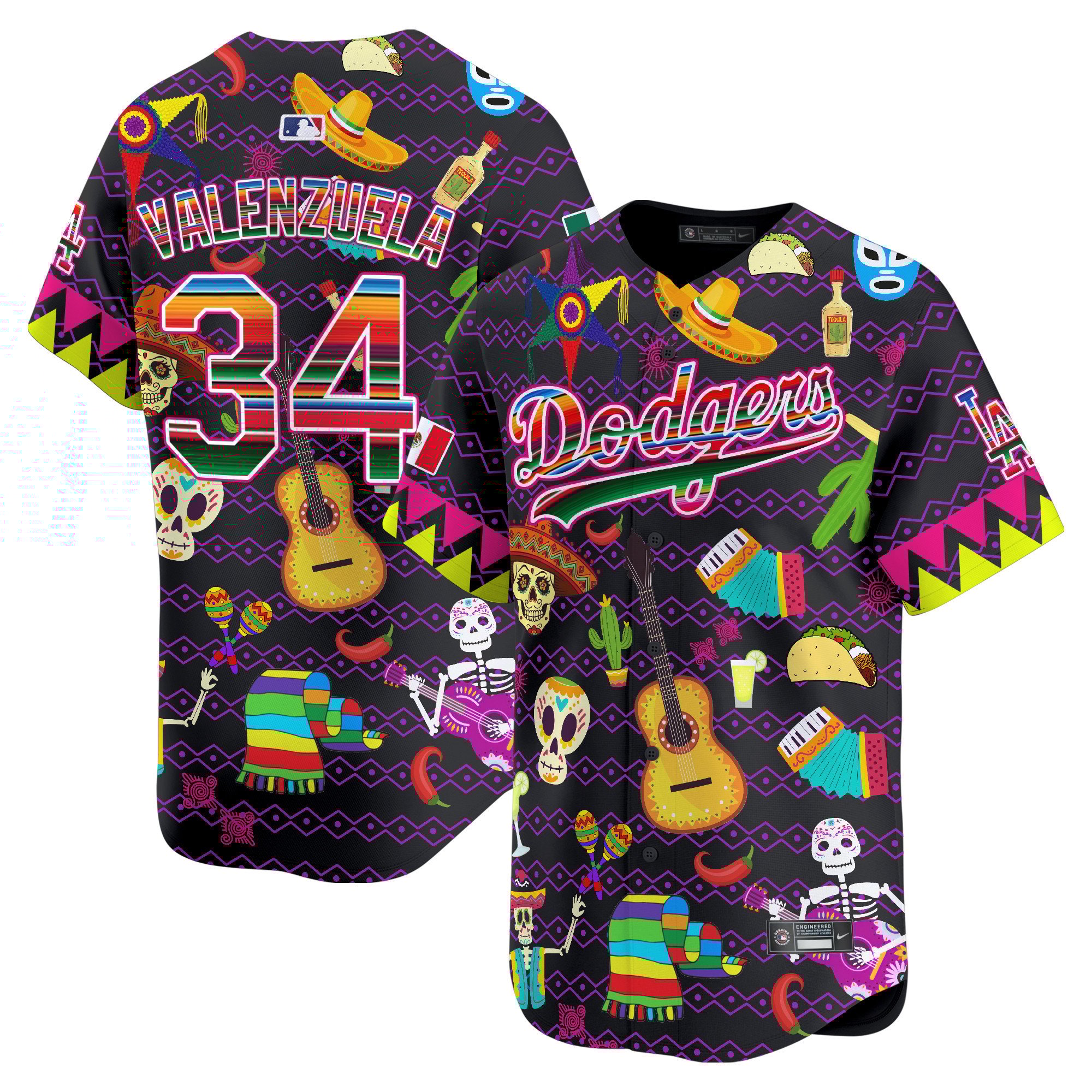 Men Fernando Valenzuela Los Angeles Dodgers Mexico Cinco De Mayo Vapor Premier Limited Jersey - Printed