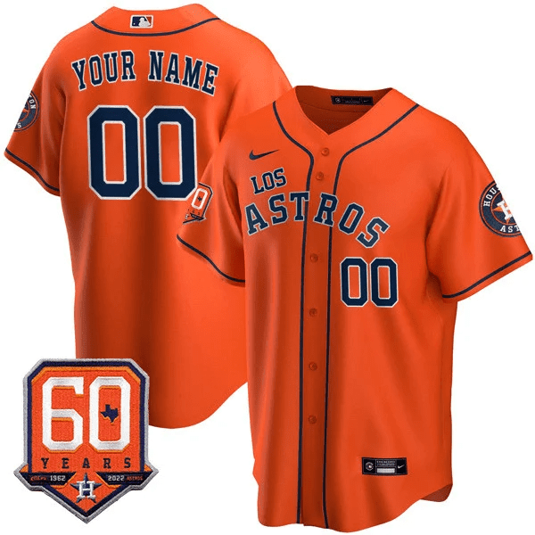 Men Houston Astros - Ã¬Los AstrosÃ® Hispanic Heritage 60th Anniversary Patch Custom Orange Jersey Ã± All Stitched