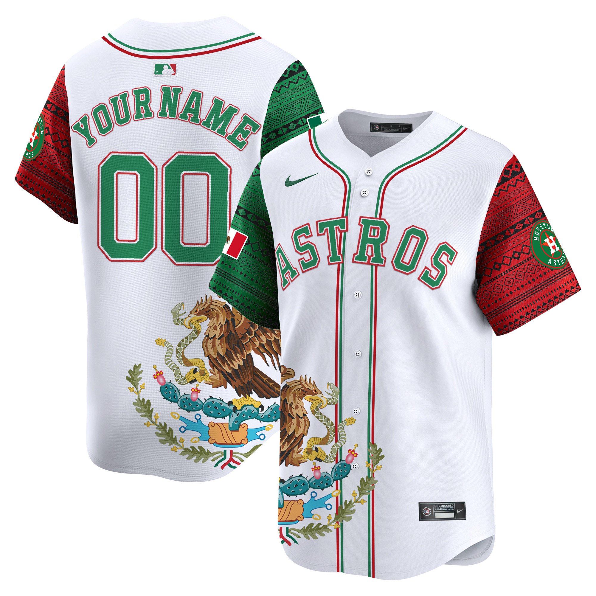 Men Houston Astros Aztec Mexico Vapor Premier Limited Custom White Jersey - Printed