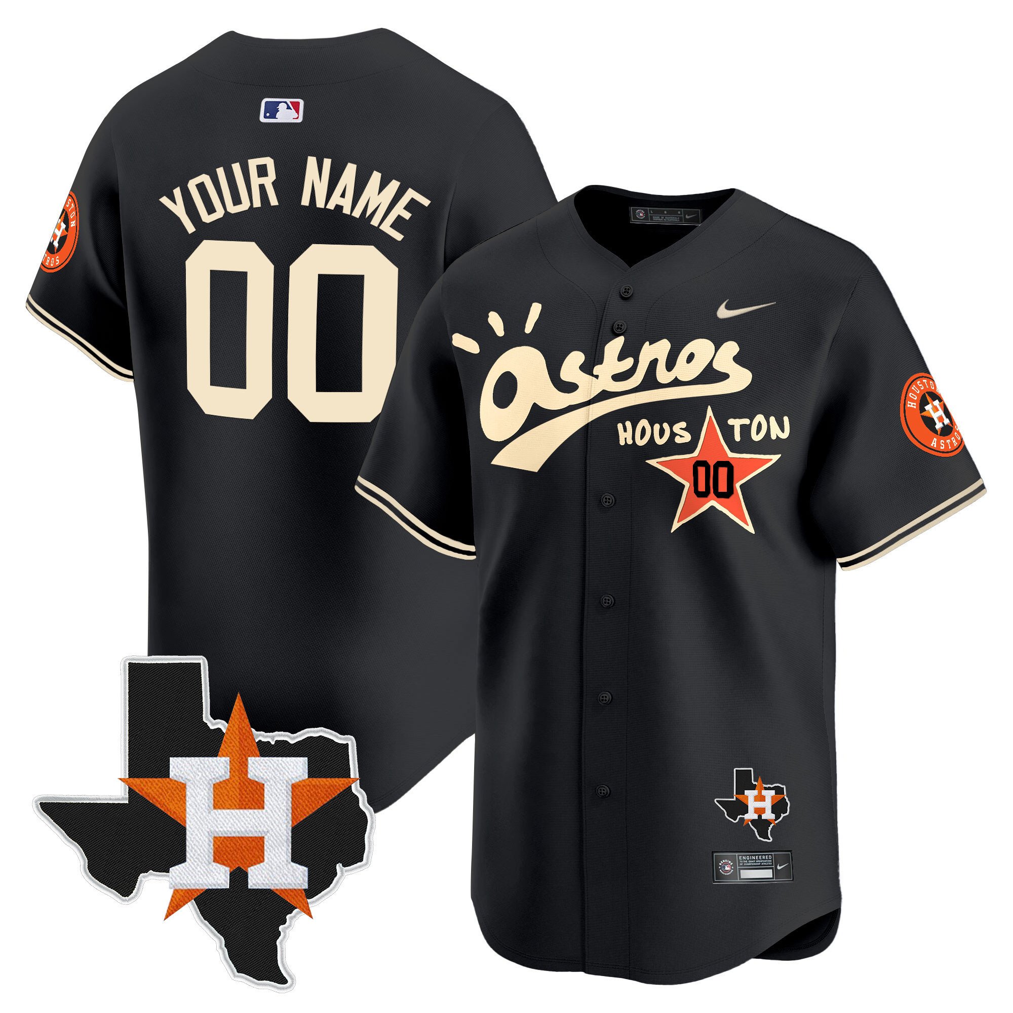 Men Houston Astros Cactus Jack Style Vapor Premier Limited Custom Black Jersey - Stitched