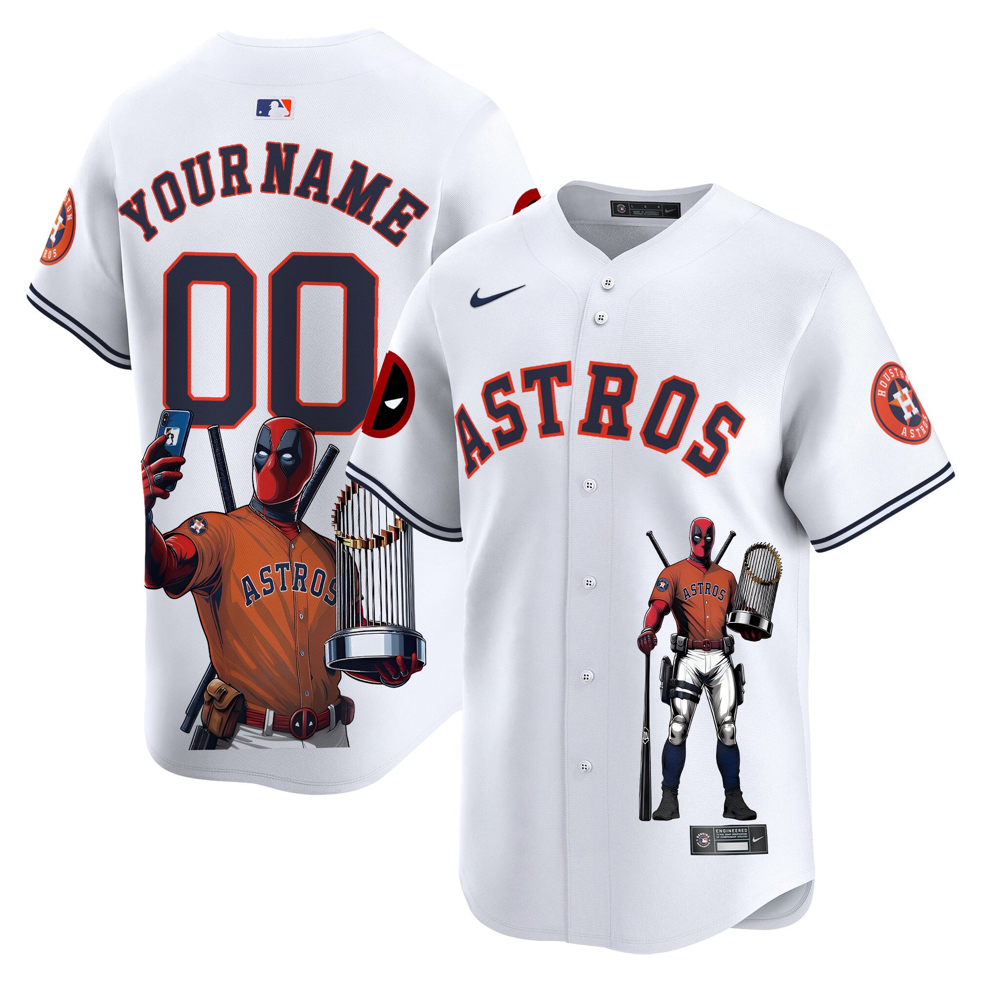 Men Houston Astros Deadpool Vapor Premier Limited Custom White Jersey - Printed