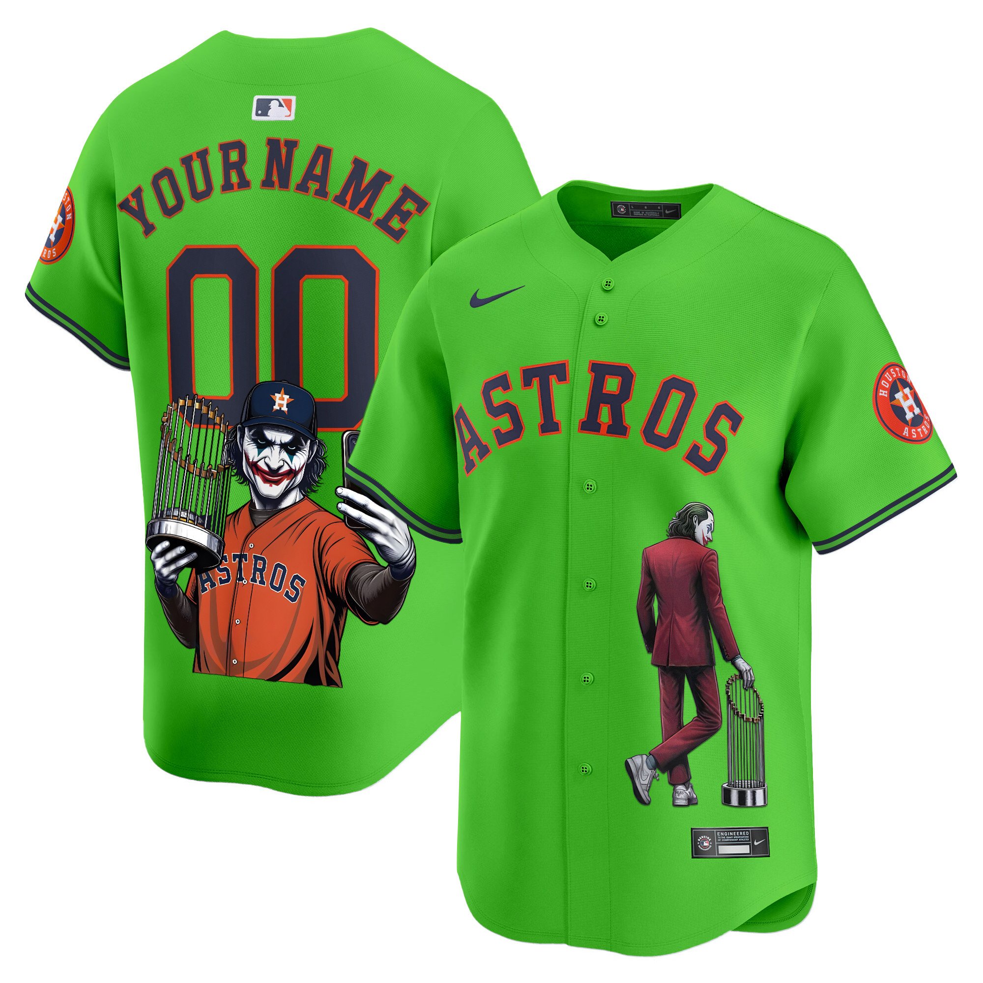 Men Houston Astros Joker Vapor Premier Limited Custom Green Jersey - Printed