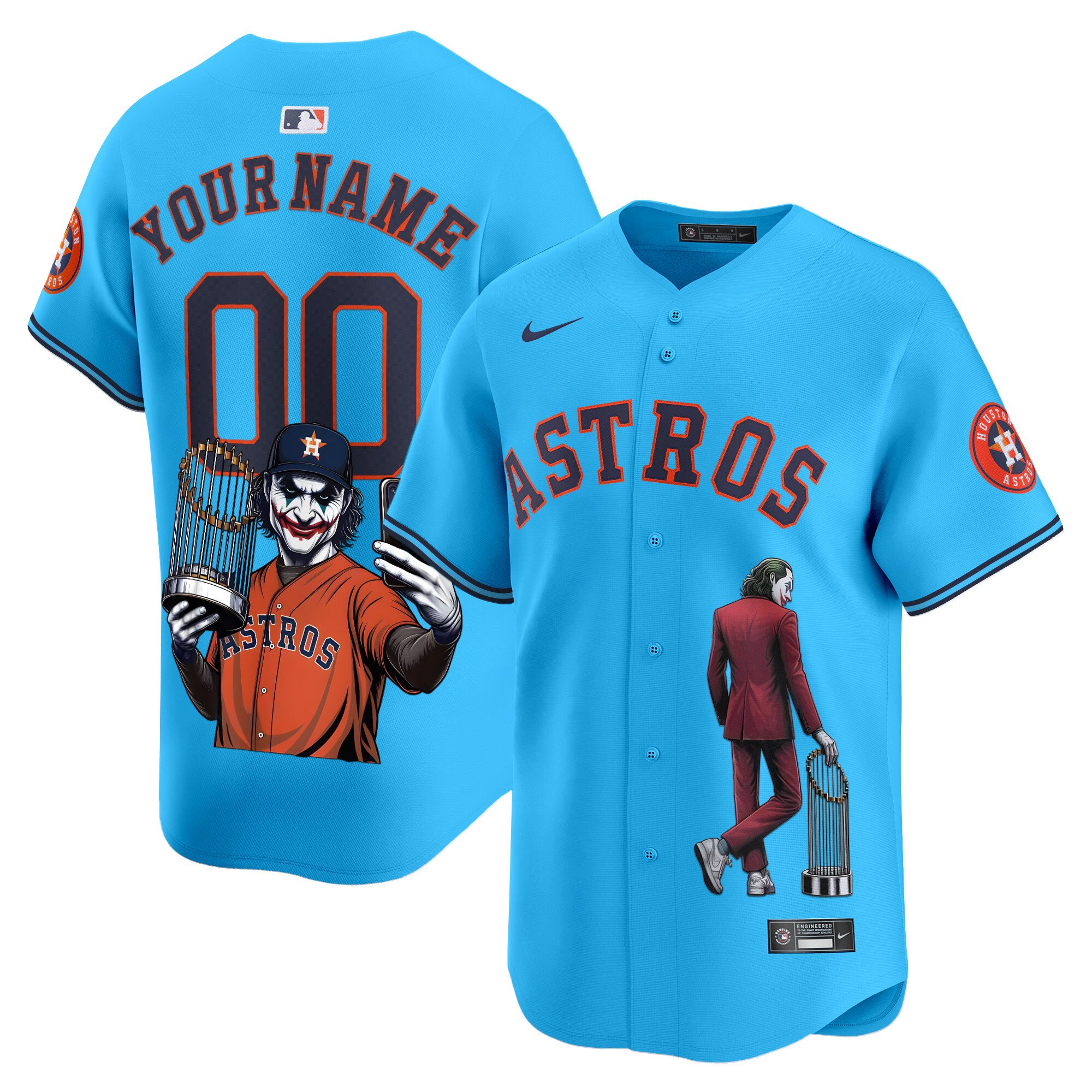 Men Houston Astros Joker Vapor Premier Limited Custom Light blue Jersey - Printed