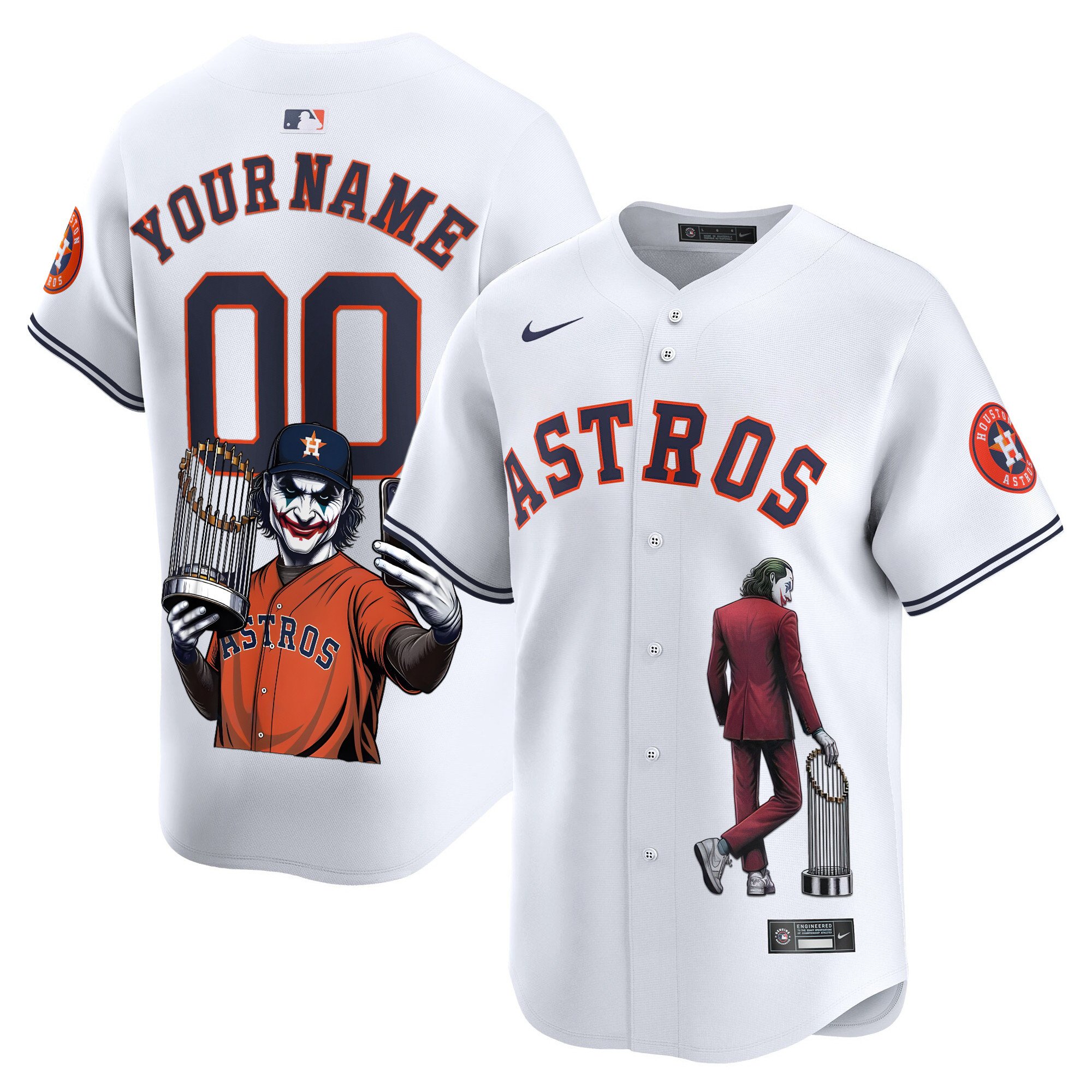Men Houston Astros Joker Vapor Premier Limited Custom White Jersey - Printed