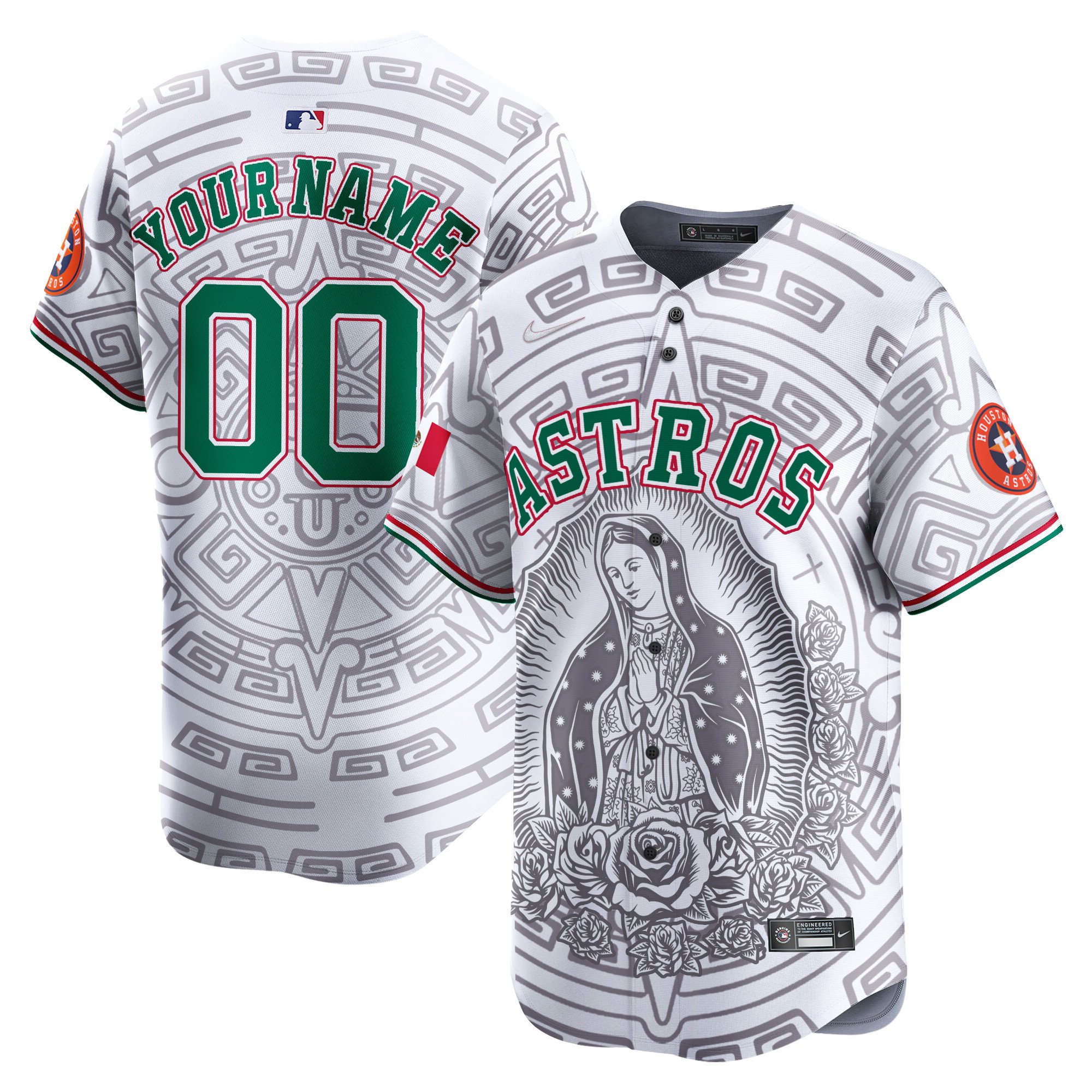 Men Houston Astros Mexico Guadalupe Vapor Premier Limited Custom White Jersey - Printed