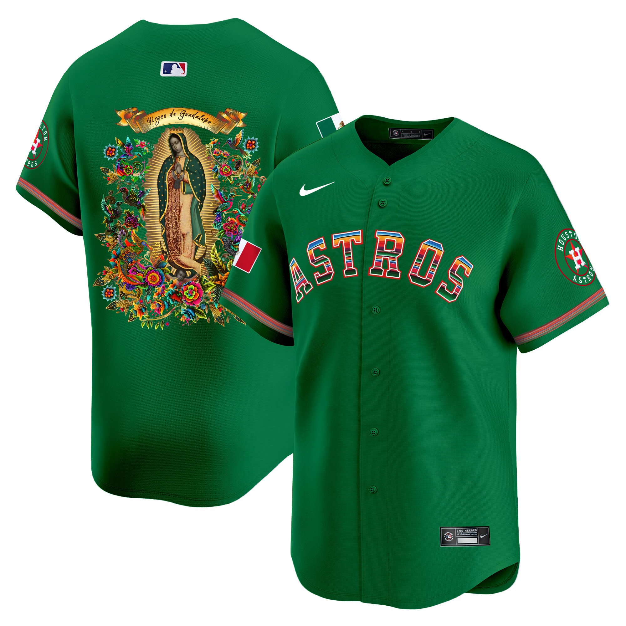 Men Houston Astros Mexico Guadalupe Vapor Premier Limited Green Jersey - Printed