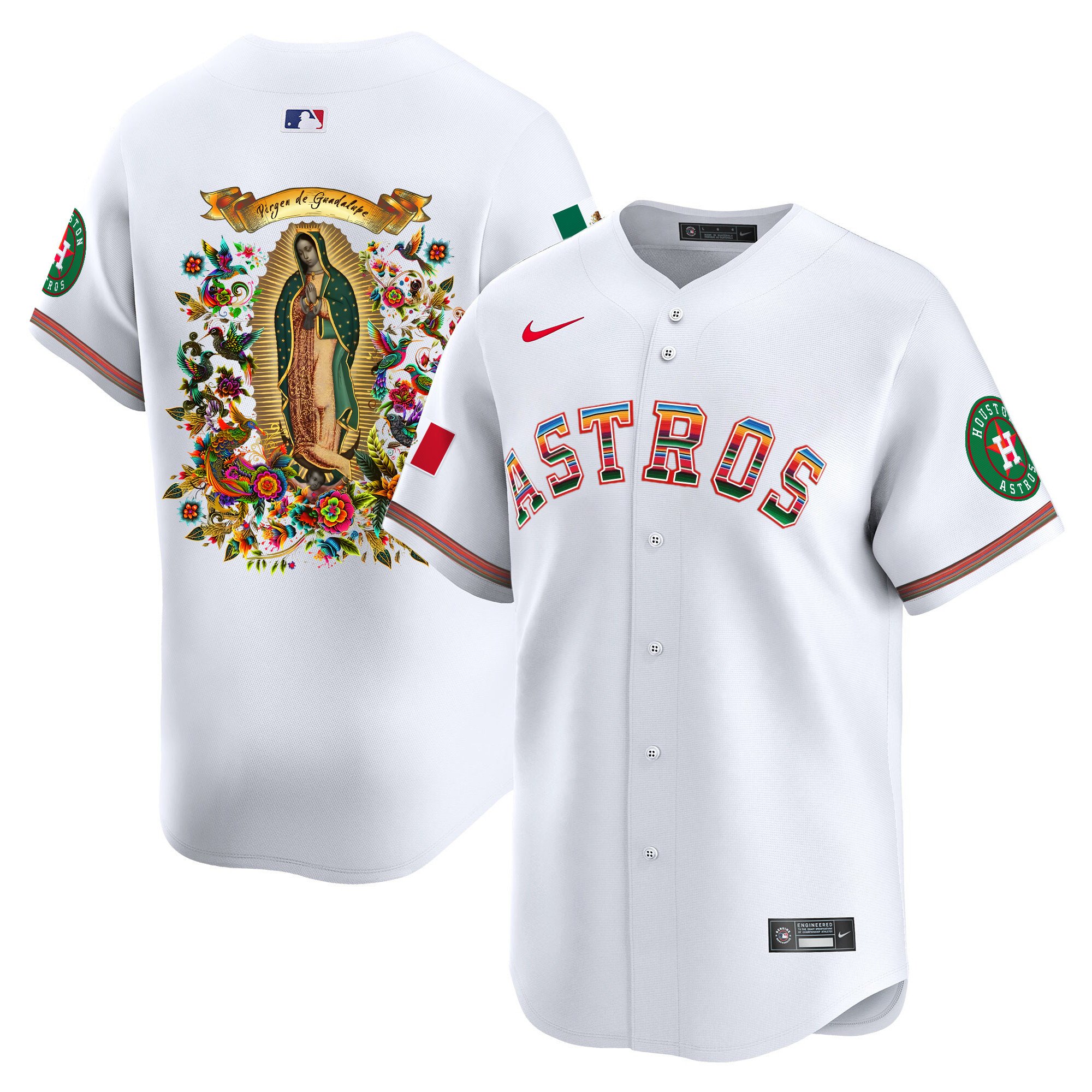 Men Houston Astros Mexico Guadalupe Vapor Premier Limited White Jersey - Printed