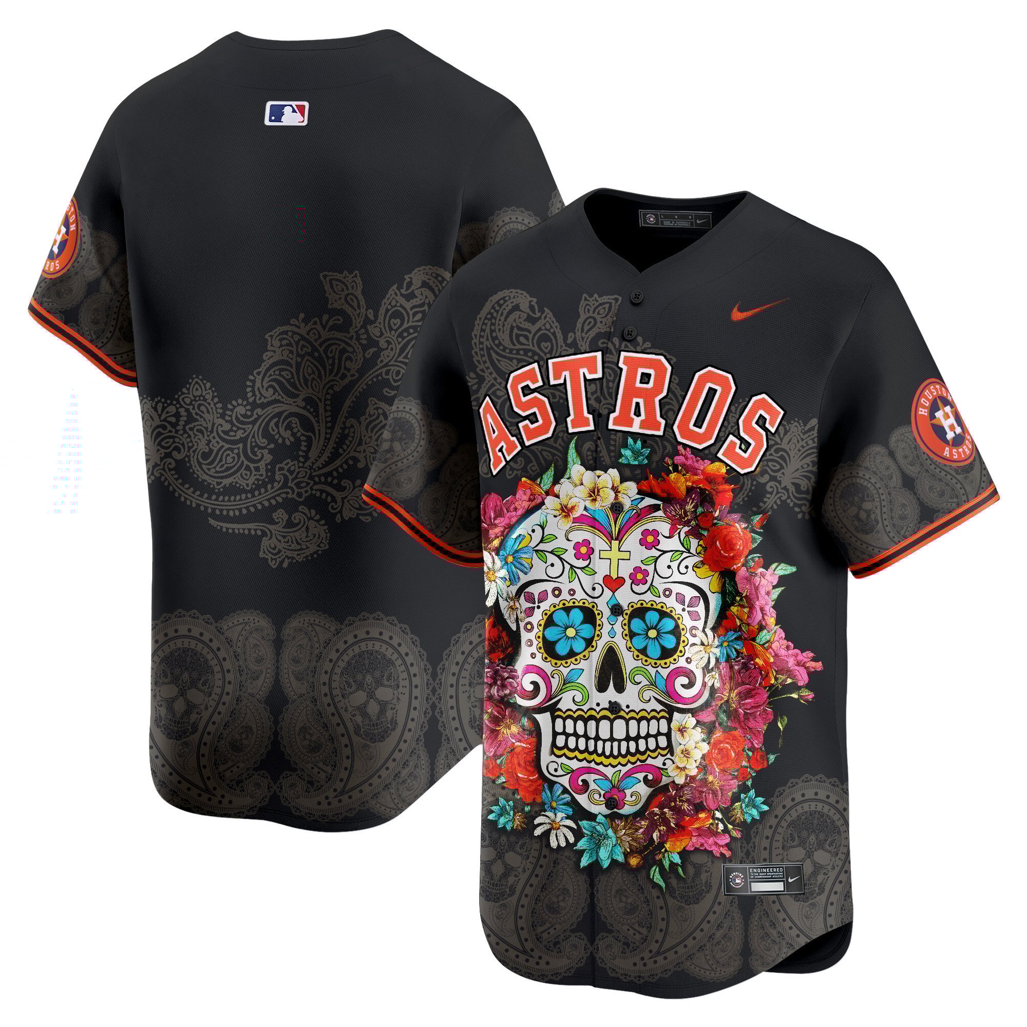 Men Houston Astros Mexico Skull Vapor Premier Limited Jersey - Printed