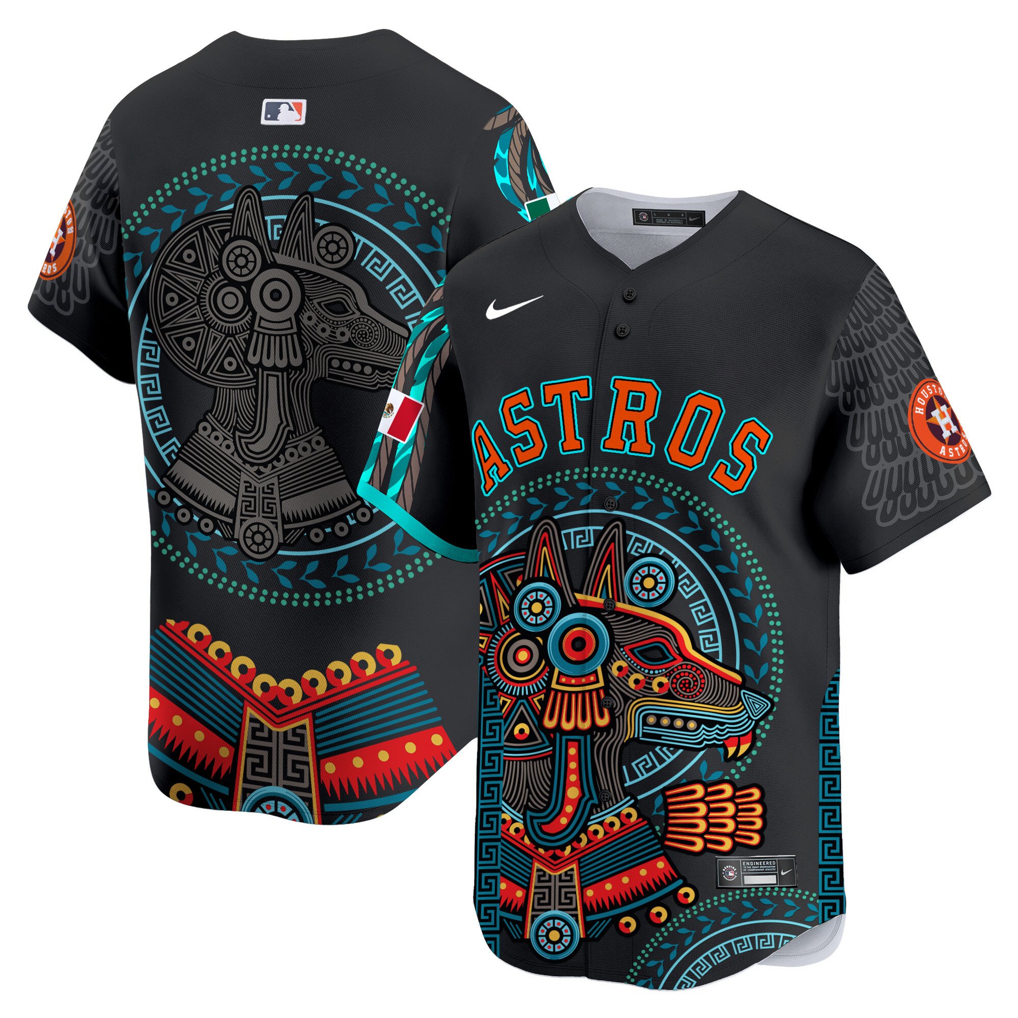 Men Houston Astros Mexico Xoloitzcuintle Aztec Vapor Premier Limited Jersey - Printed