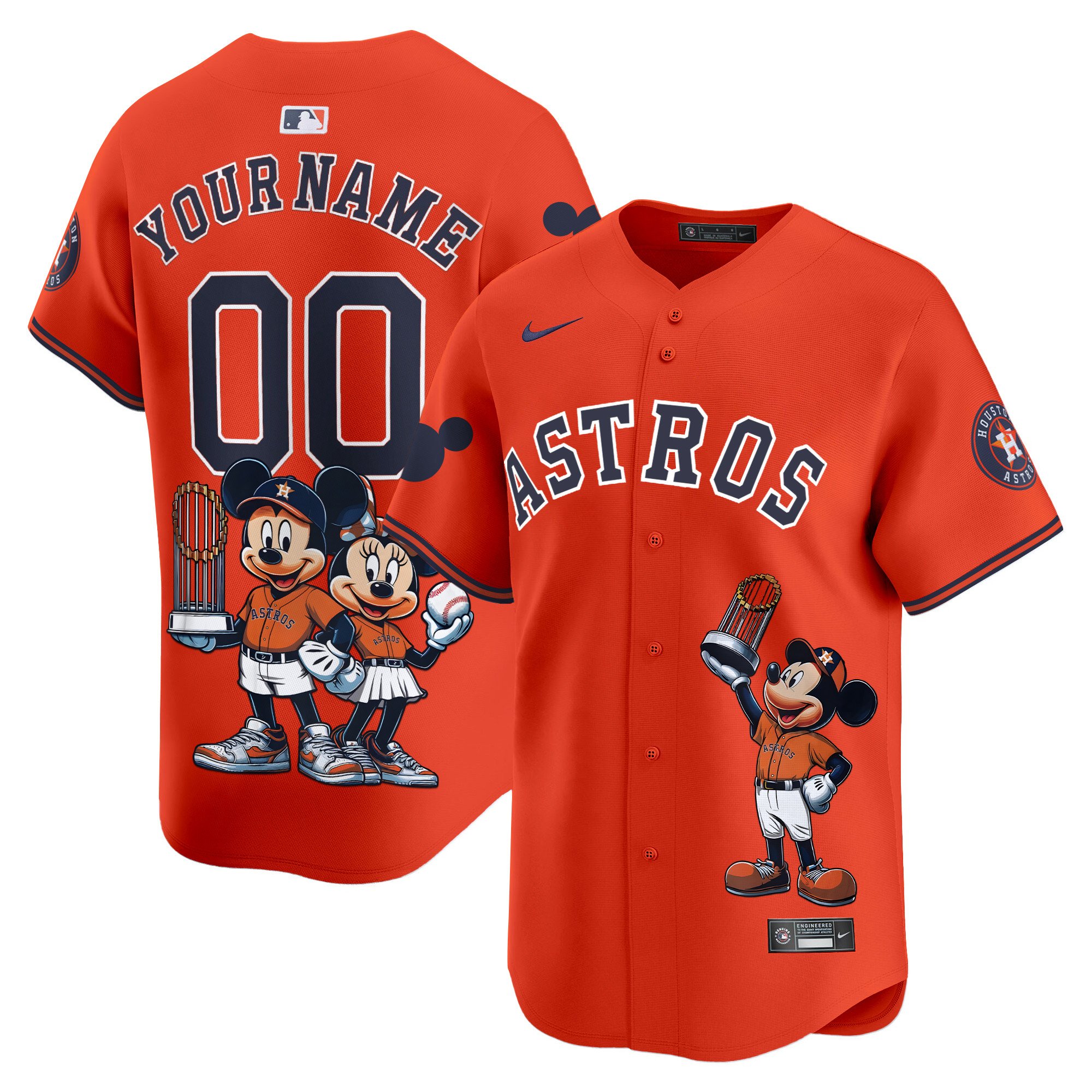 Men Houston Astros Mickey Houston Vapor Premier Limited Custom Orange Jersey - Printed