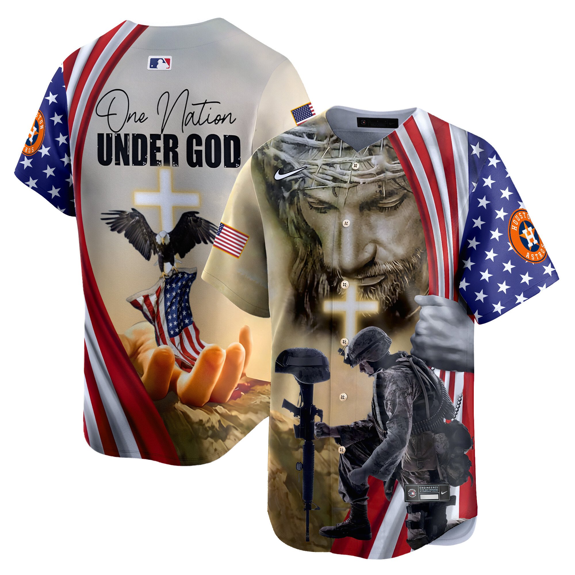 Men Houston Astros One Nation Under God Vapor Premier Limited Jersey - Printed
