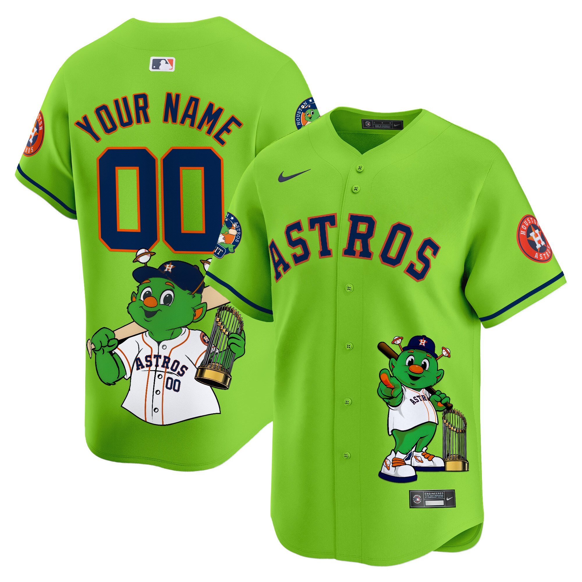 Men Houston Astros Orbit Vapor Premier Limited Custom Green Jersey - Printed