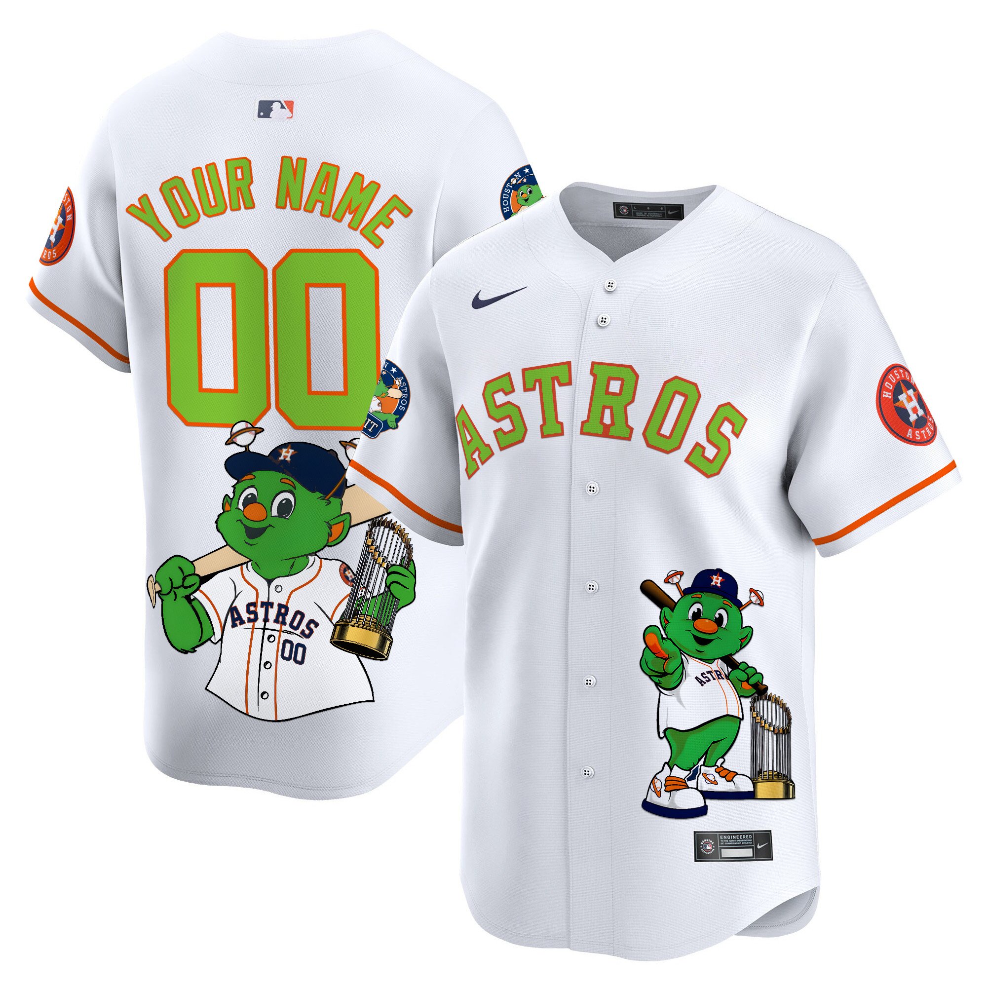Men Houston Astros Orbit Vapor Premier Limited Custom White Jersey - Printed
