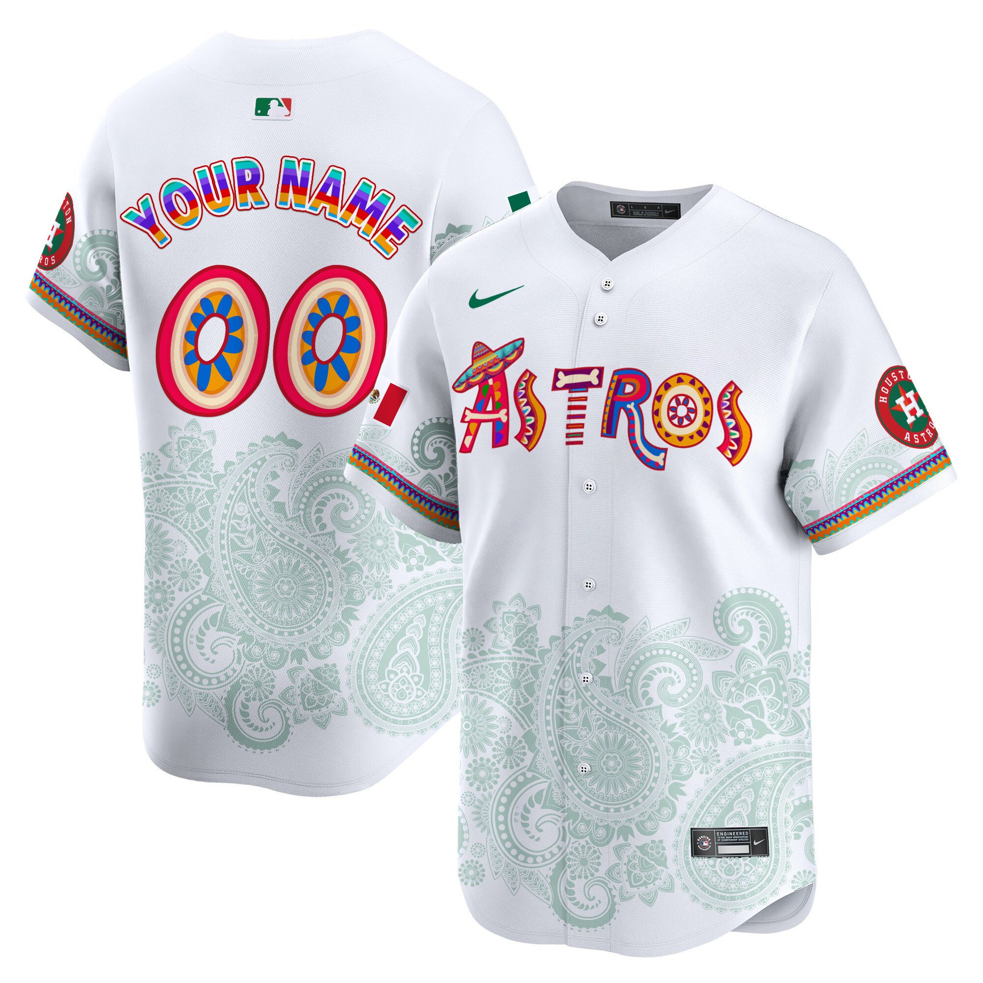 Men Houston Astros Paisley Mexico Vapor Premier Limited Custom White Jersey - Printed