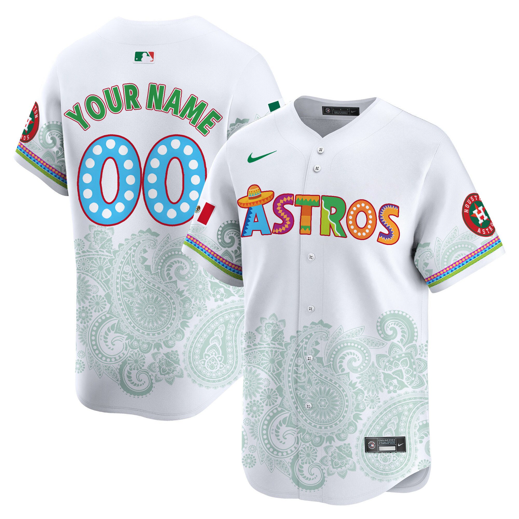 Men Houston Astros Paisley Mexico Vapor Premier Limited Custom White Jersey V5 - Printed