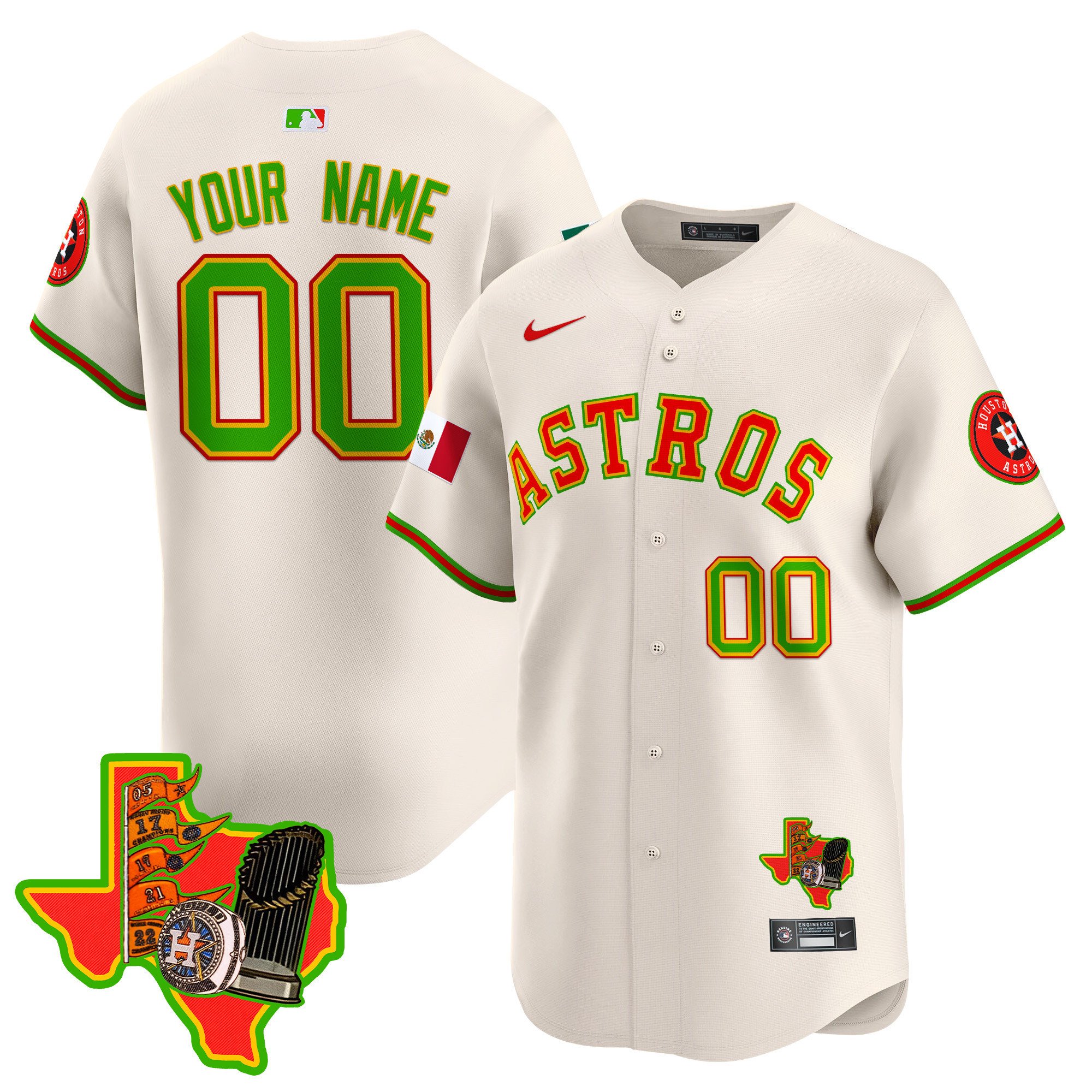 Men Houston Astros The Loteria Vapor Premier Limited Custom Cream Jersey - All Stitched