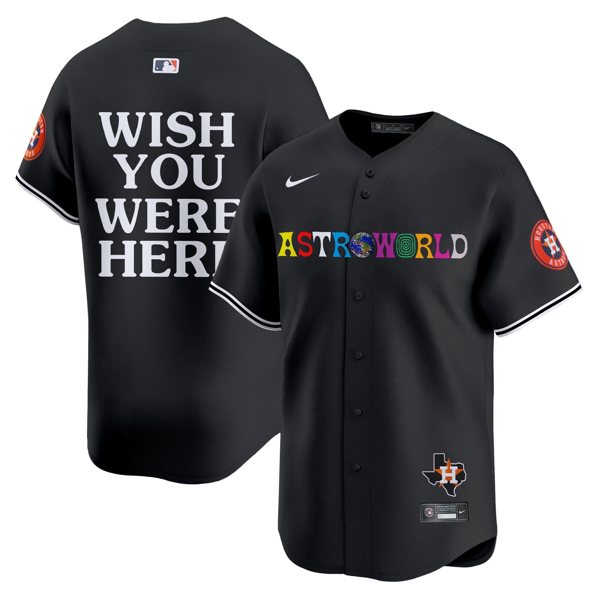 Men Houston Astros Travis Scott Vapor Premier Limited Astroworld Jersey - Printed