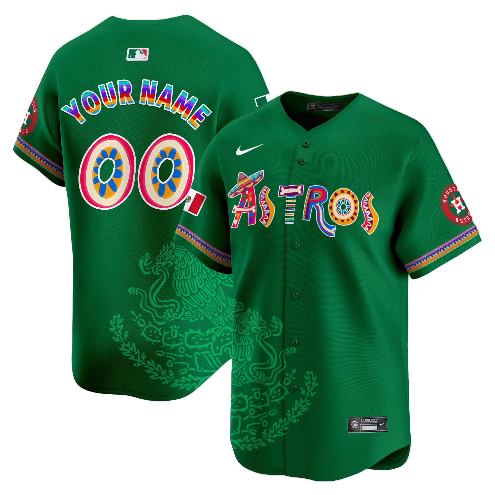 Men Houston Astros Viva Mexico Heritage Vapor Premier Limited Custom Green Jersey - Printed