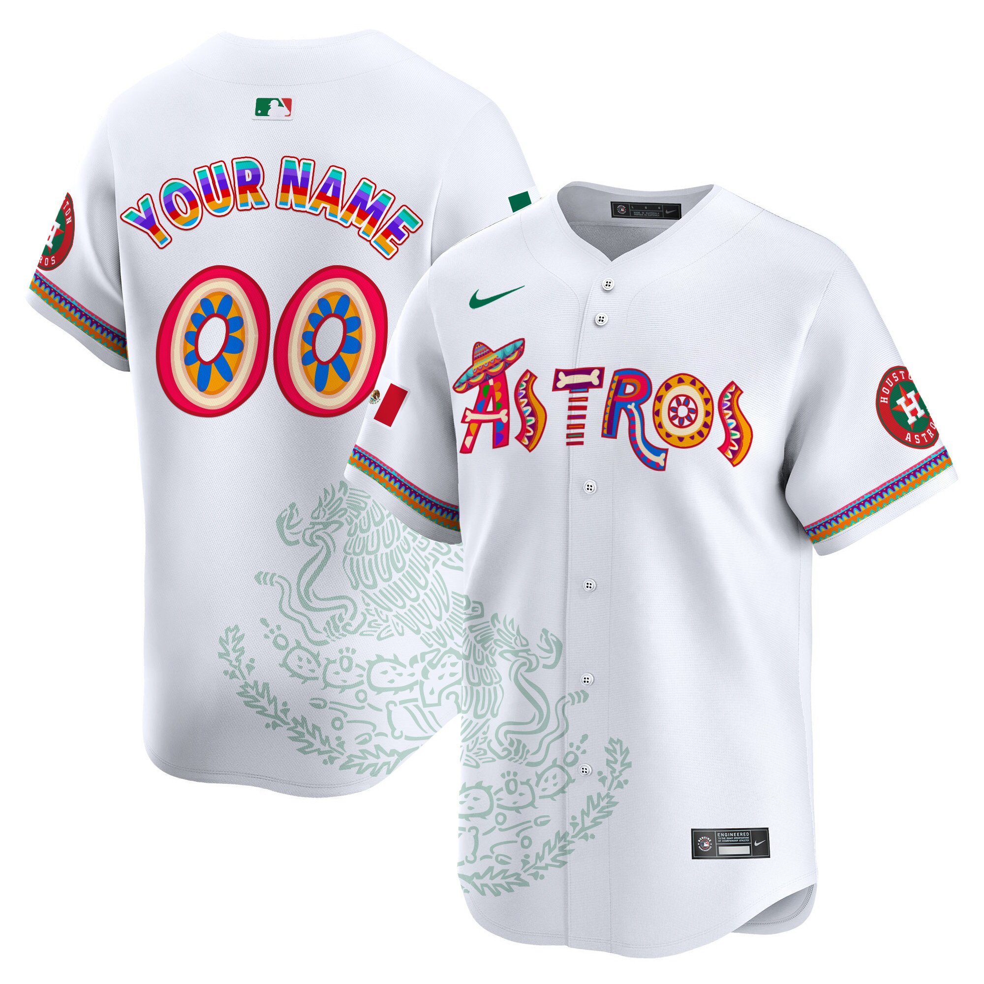 Men Houston Astros Viva Mexico Heritage Vapor Premier Limited Custom White Jersey - Printed