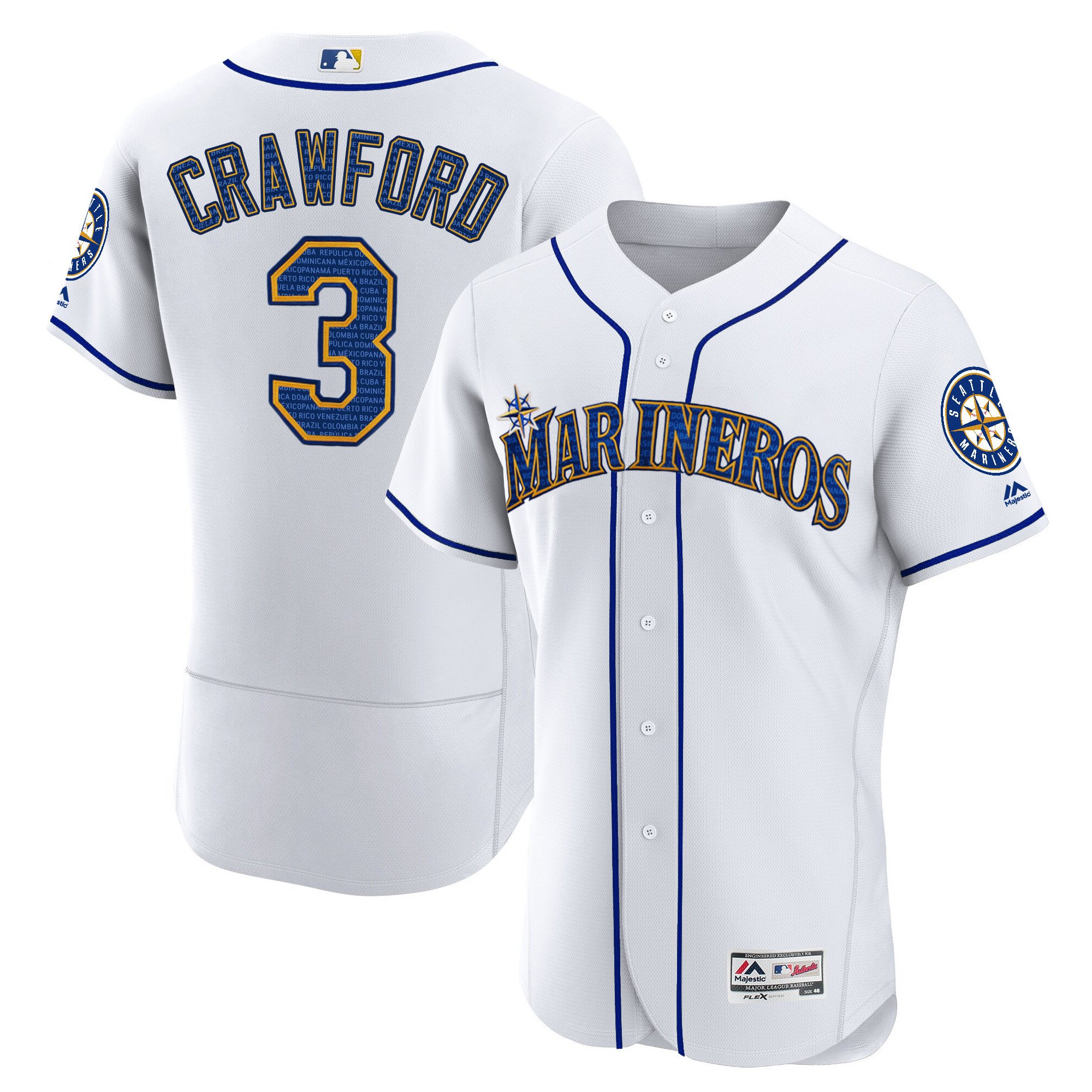 Men J.P. Crawford Seattle Marineros Hispanic Heritage Houston Astros Jersey - All Stitched