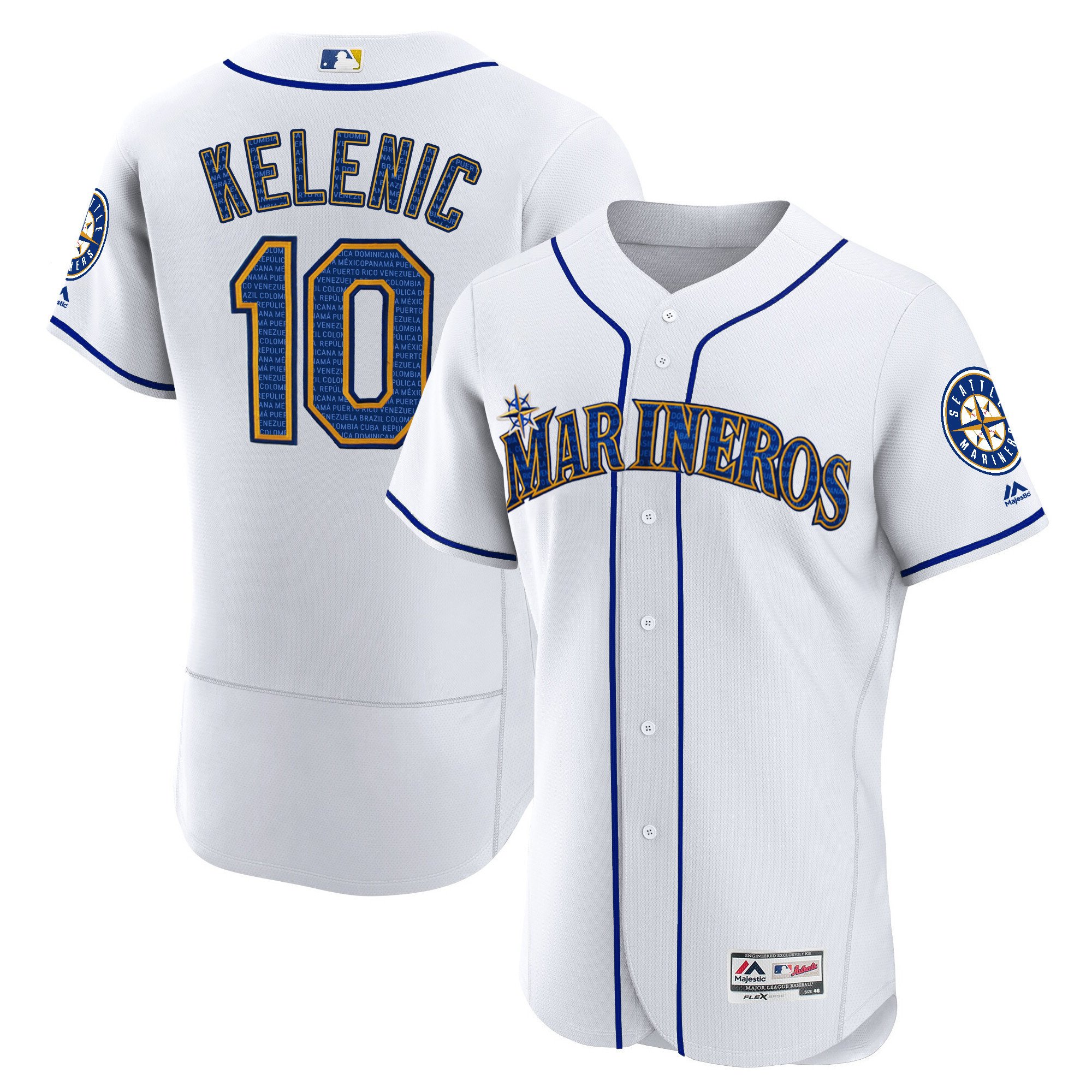 Men Jarred Kelenic Seattle Marineros Hispanic Heritage Houston Astros Jersey - All Stitched