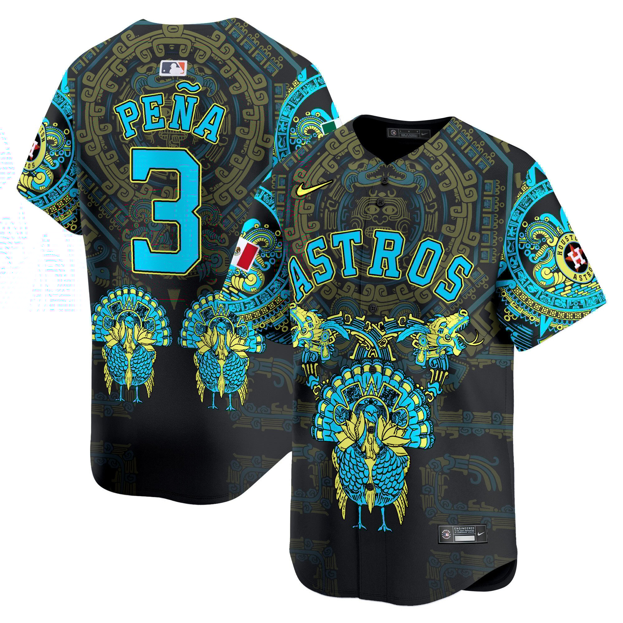 Men Jeremy Pena Houston Astros Mexico Aztec Vapor Premier Limited Jersey - Printed