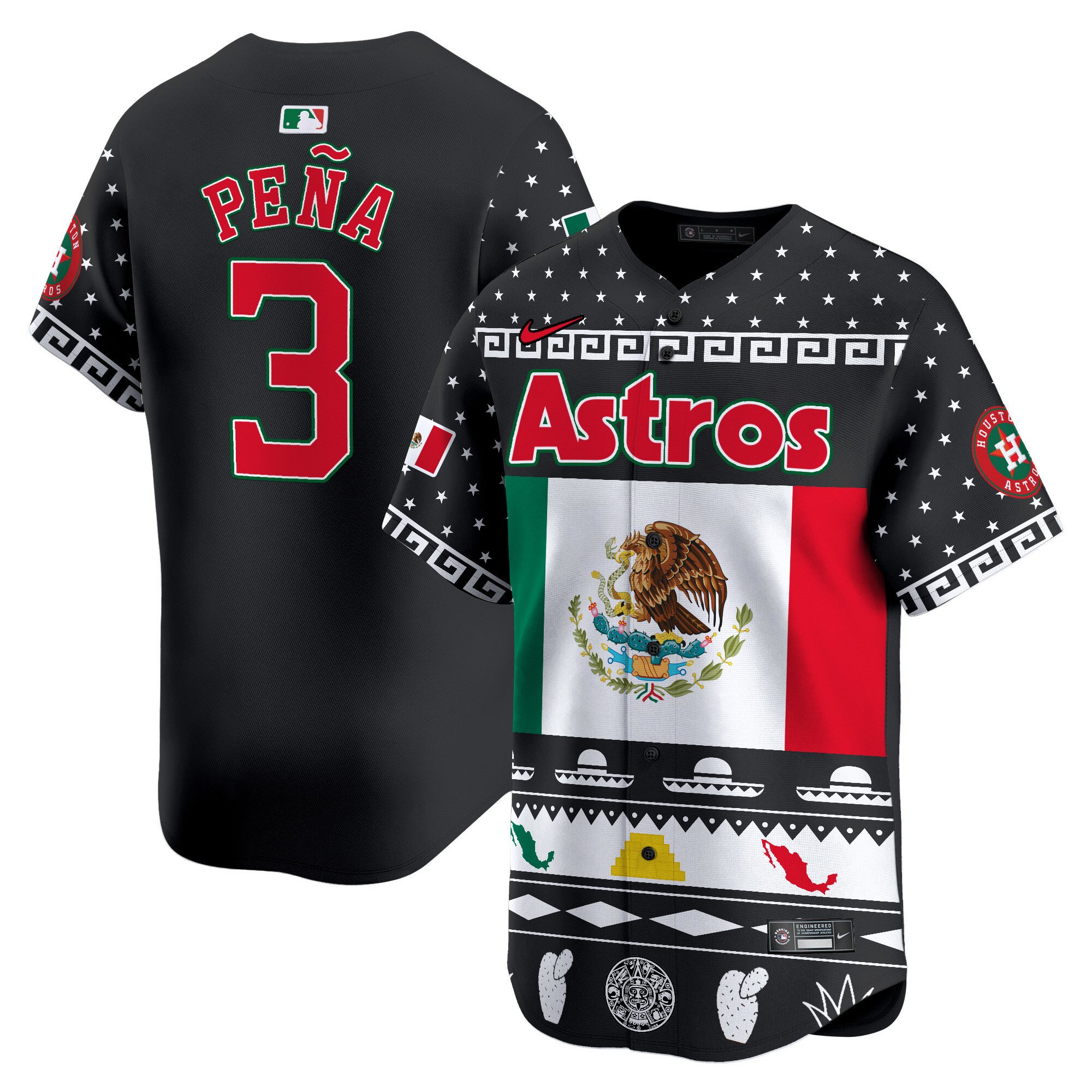 Men Jeremy Pena Houston Astros Mexico Aztec Vapor Premier Limited Jersey V2 - Printed