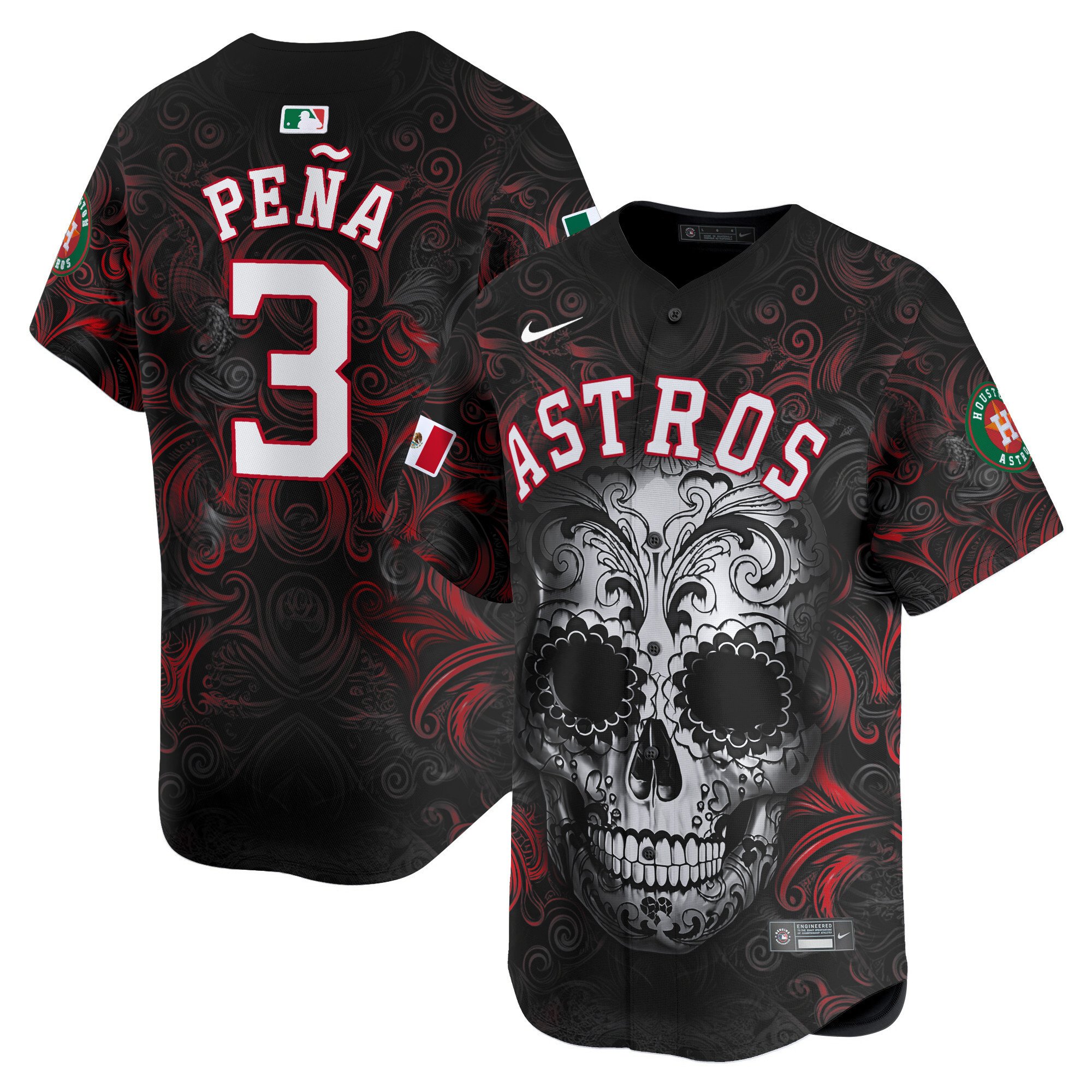 Men Jeremy Pena Houston Astros Mexico Dia de los Muertos Vapor Premier Limited Jersey - Printed