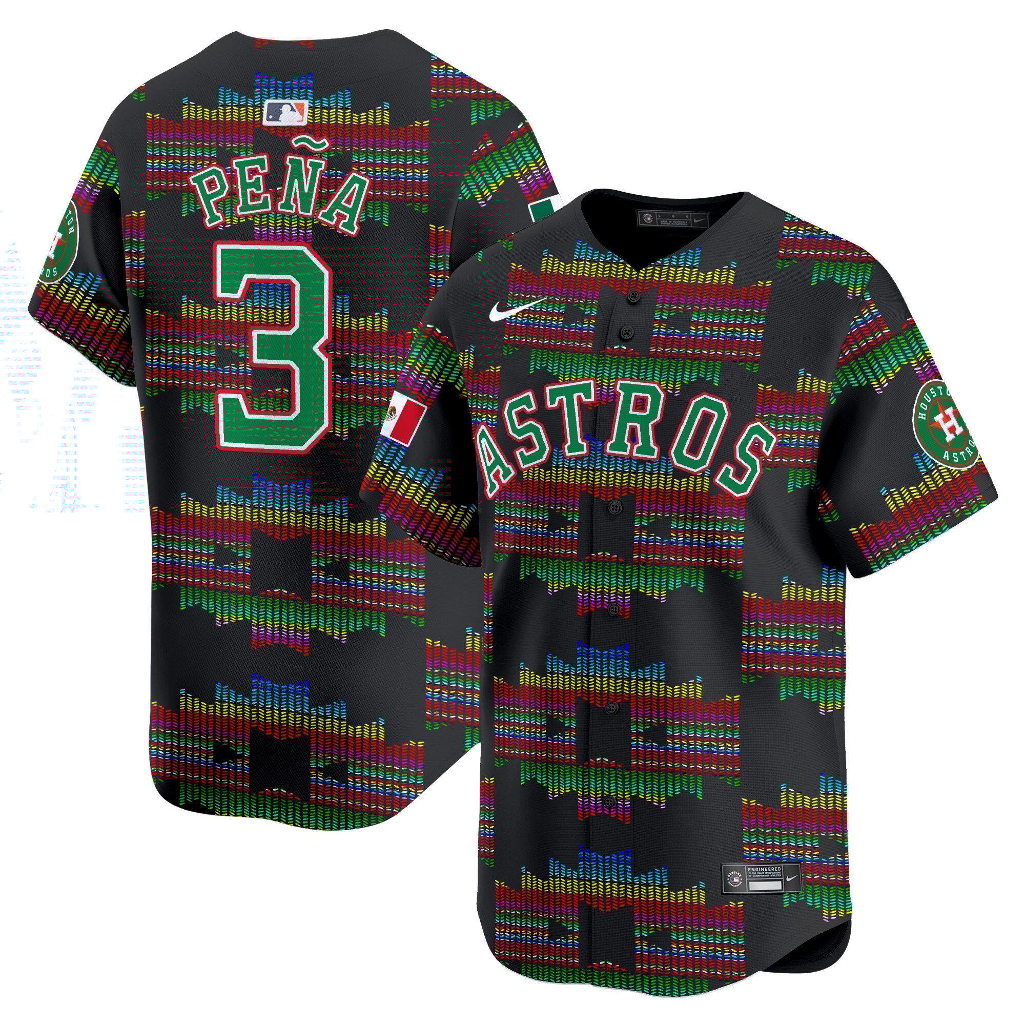 Men Jeremy Pena Houston Astros Mexico Serape Style Vapor Premier Limited Jersey - Printed
