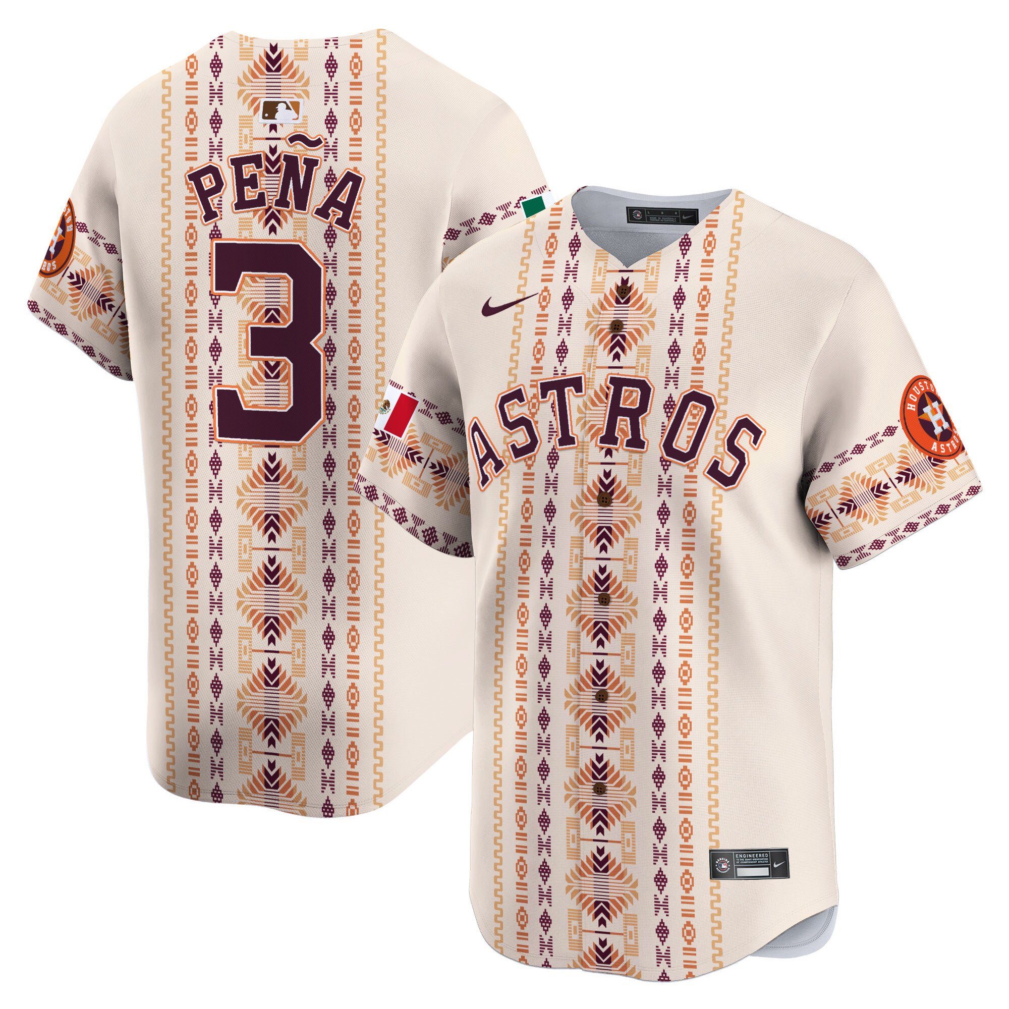 Men Jeremy Pena Houston Astros Mexico Traditional Style Vapor Premier Limited Jersey - Printed