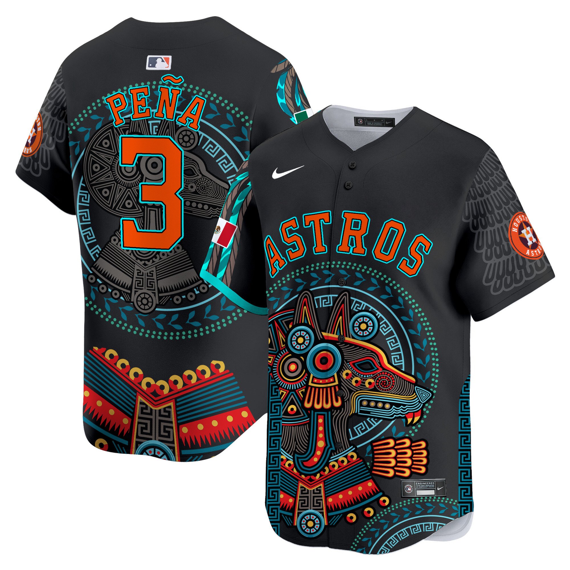 Men Jeremy Pena Houston Astros Mexico Xoloitzcuintle Aztec Vapor Premier Limited Jersey - Printed