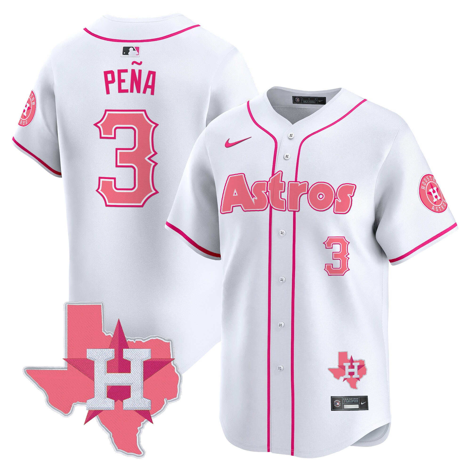 Men Jeremy Pena Unisex Houston Astros Bubblegum Pink Vapor Premier Limited Jersey V3 - All Stitched