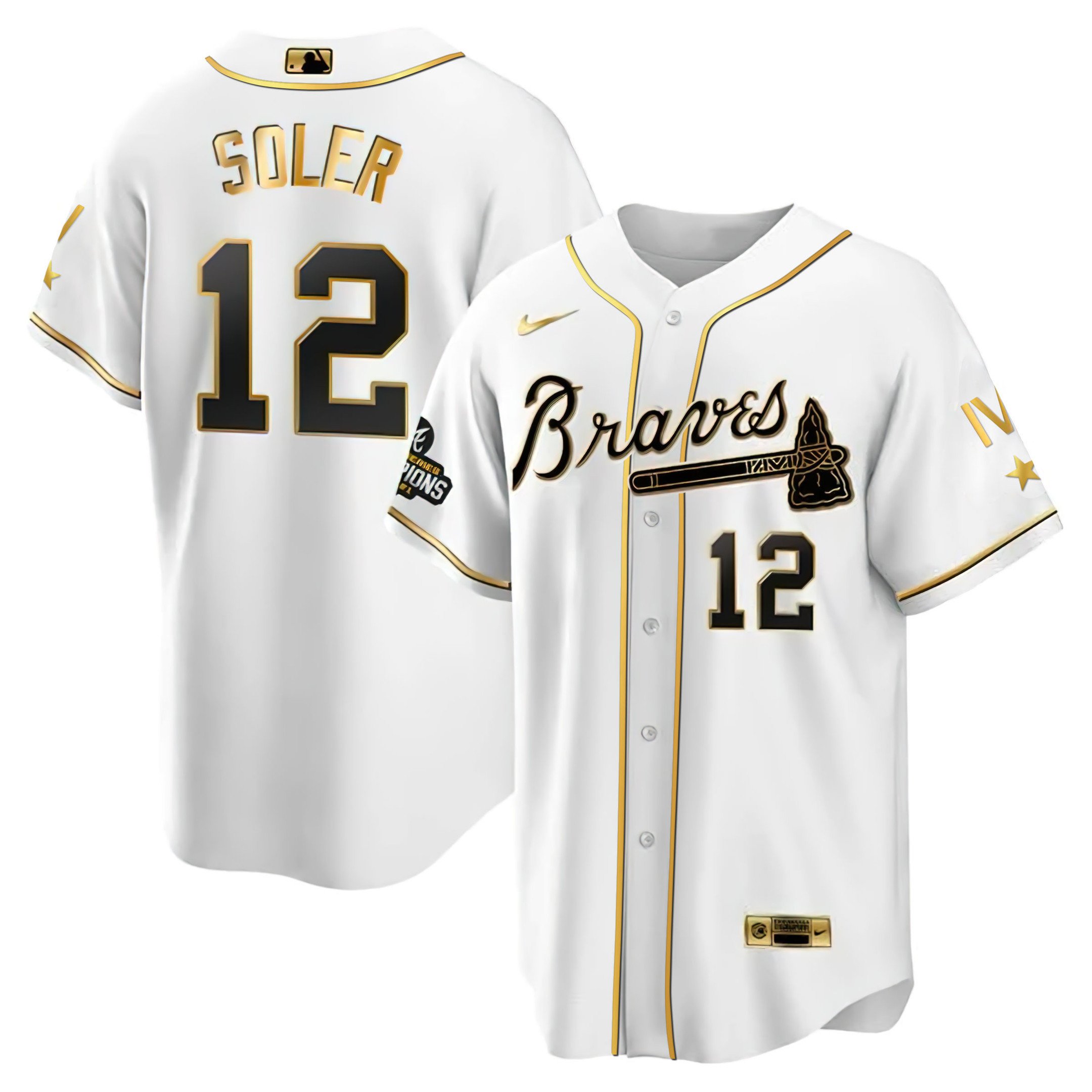 Men Jorge Soler Atlanta Braves 4x World Series White Gold Jersey Collection - All Stitched