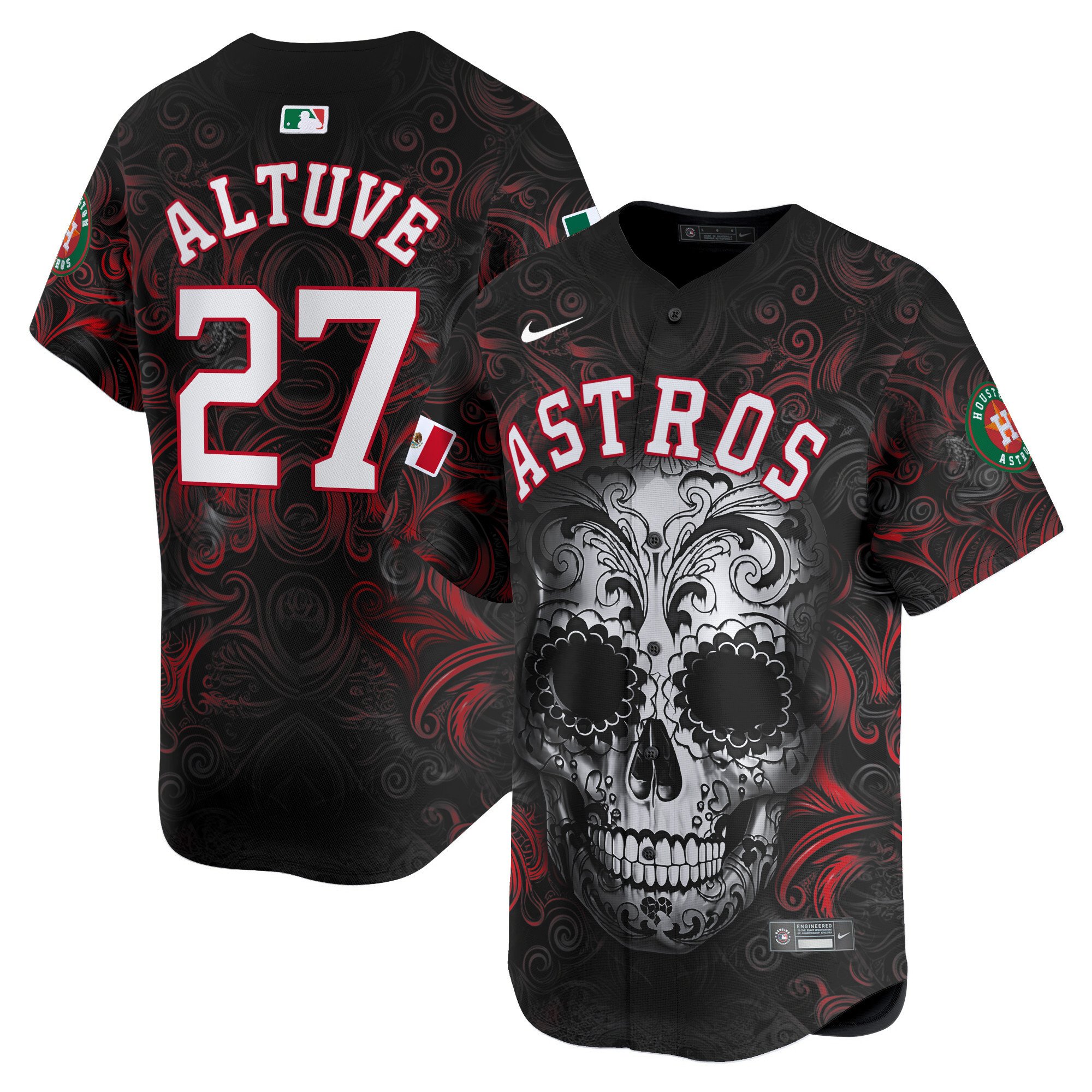 Men JosÃˆ Altuve Houston Astros Mexico Dia de los Muertos Vapor Premier Limited Jersey - Printed