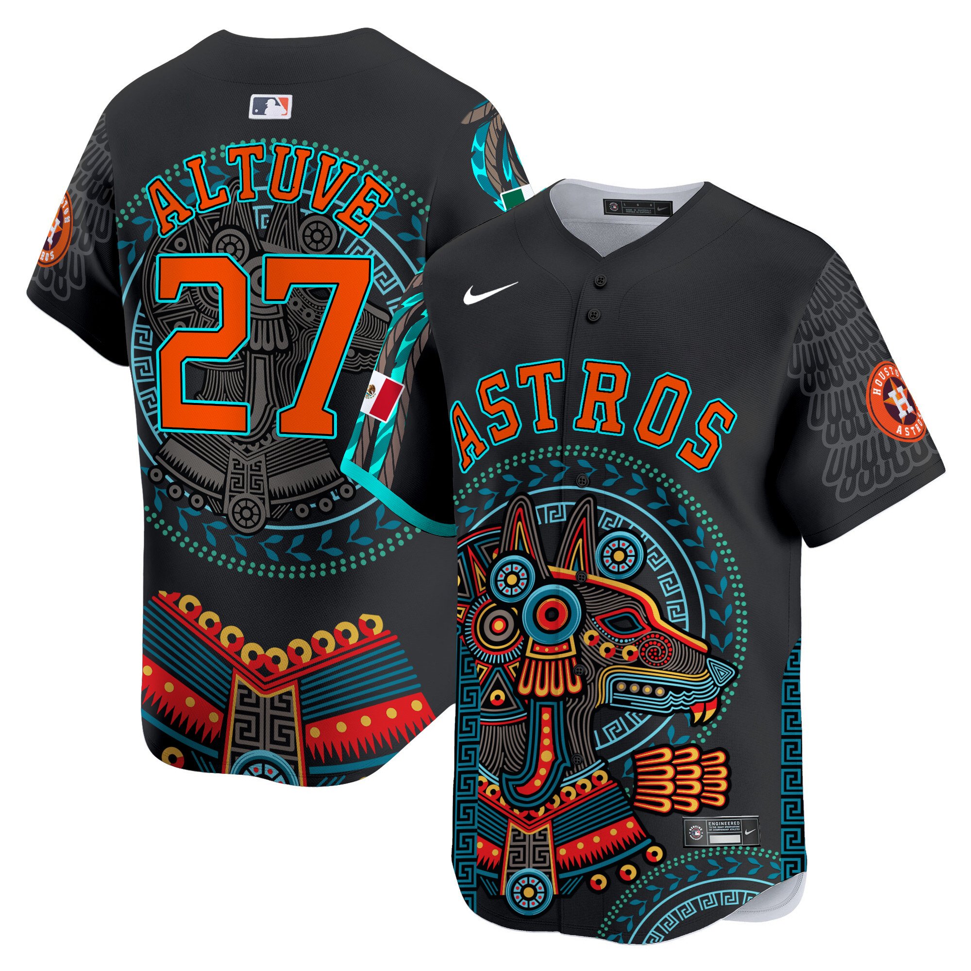 Men JosÃˆ Altuve Houston Astros Mexico Xoloitzcuintle Aztec Vapor Premier Limited Jersey - Printed