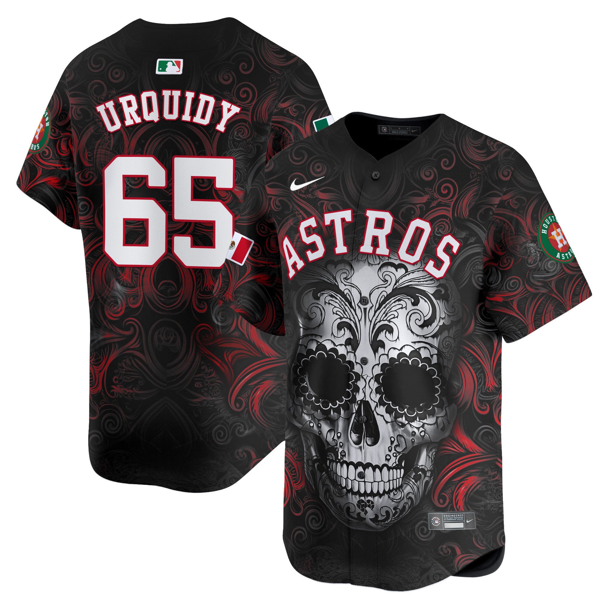 Men Jose Urquidy Houston Astros Mexico Dia de los Muertos Vapor Premier Limited Jersey - Printed
