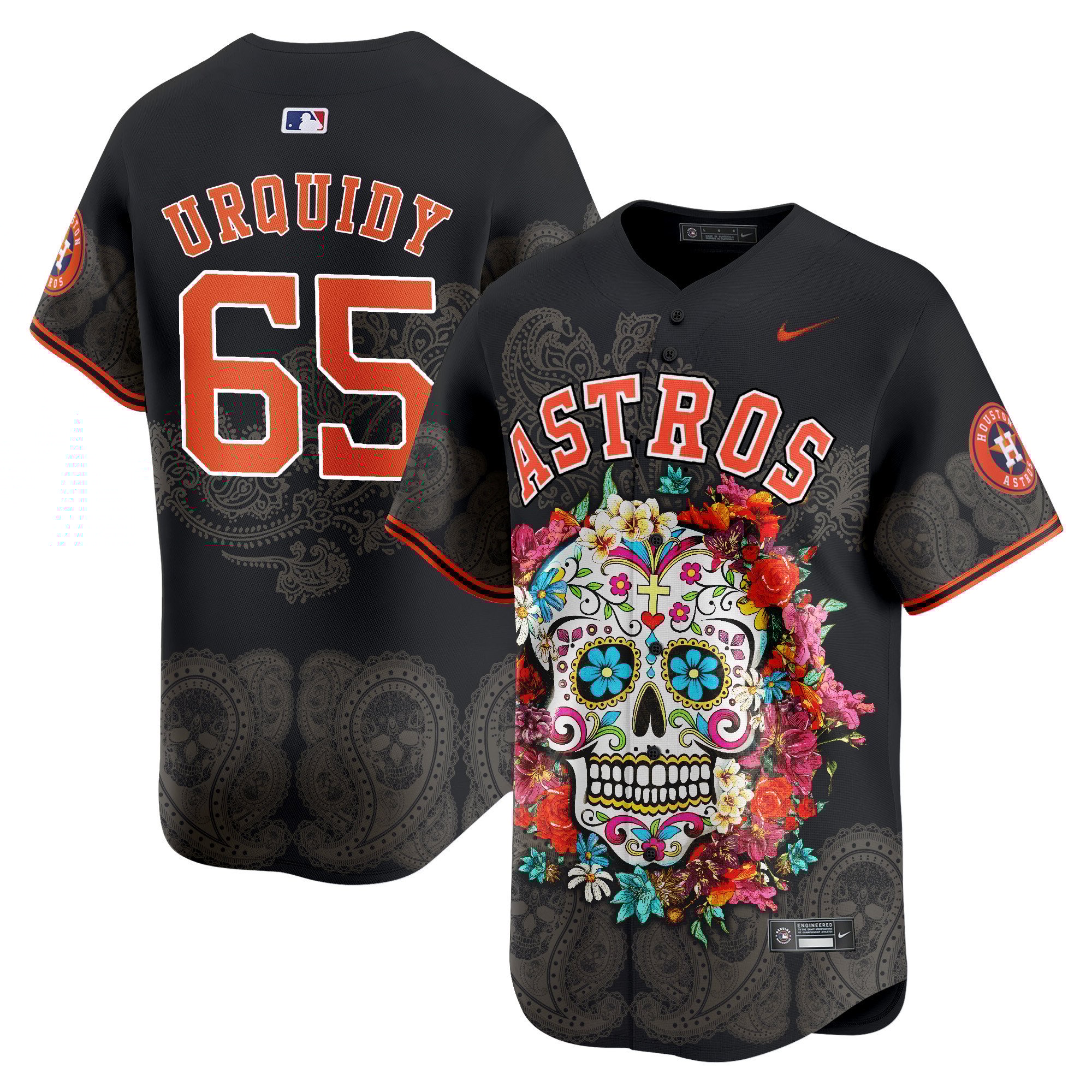 Men Jose Urquidy Houston Astros Mexico Skull Vapor Premier Limited Jersey - Printed