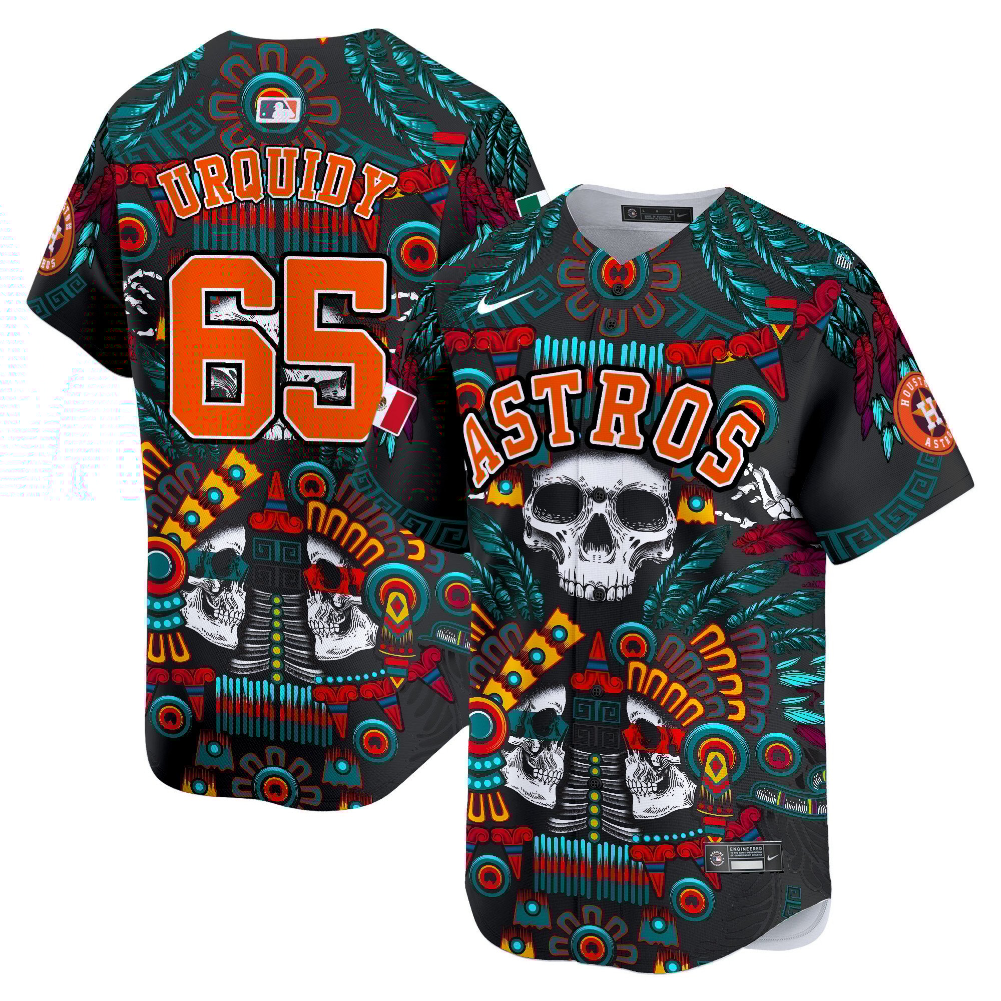 Men Jose Urquidy Houston Astros Mexico Skull Vapor Premier Limited Jersey V2 - Printed