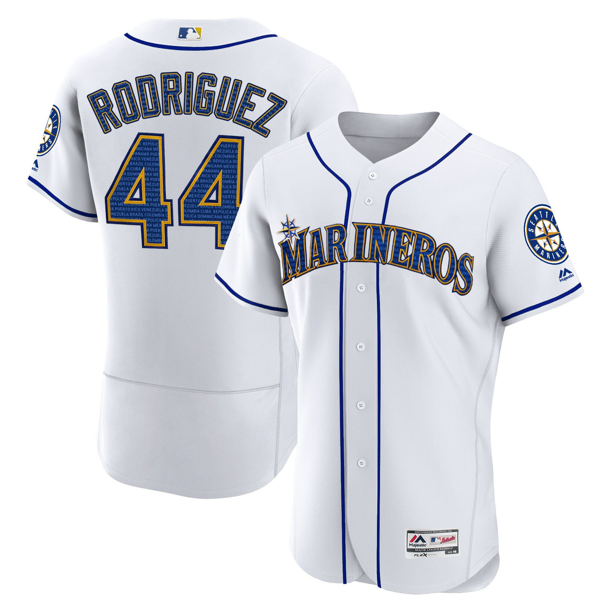 Men Julio Rodriguez Seattle Marineros Hispanic Heritage Houston Astros Jersey - All Stitched