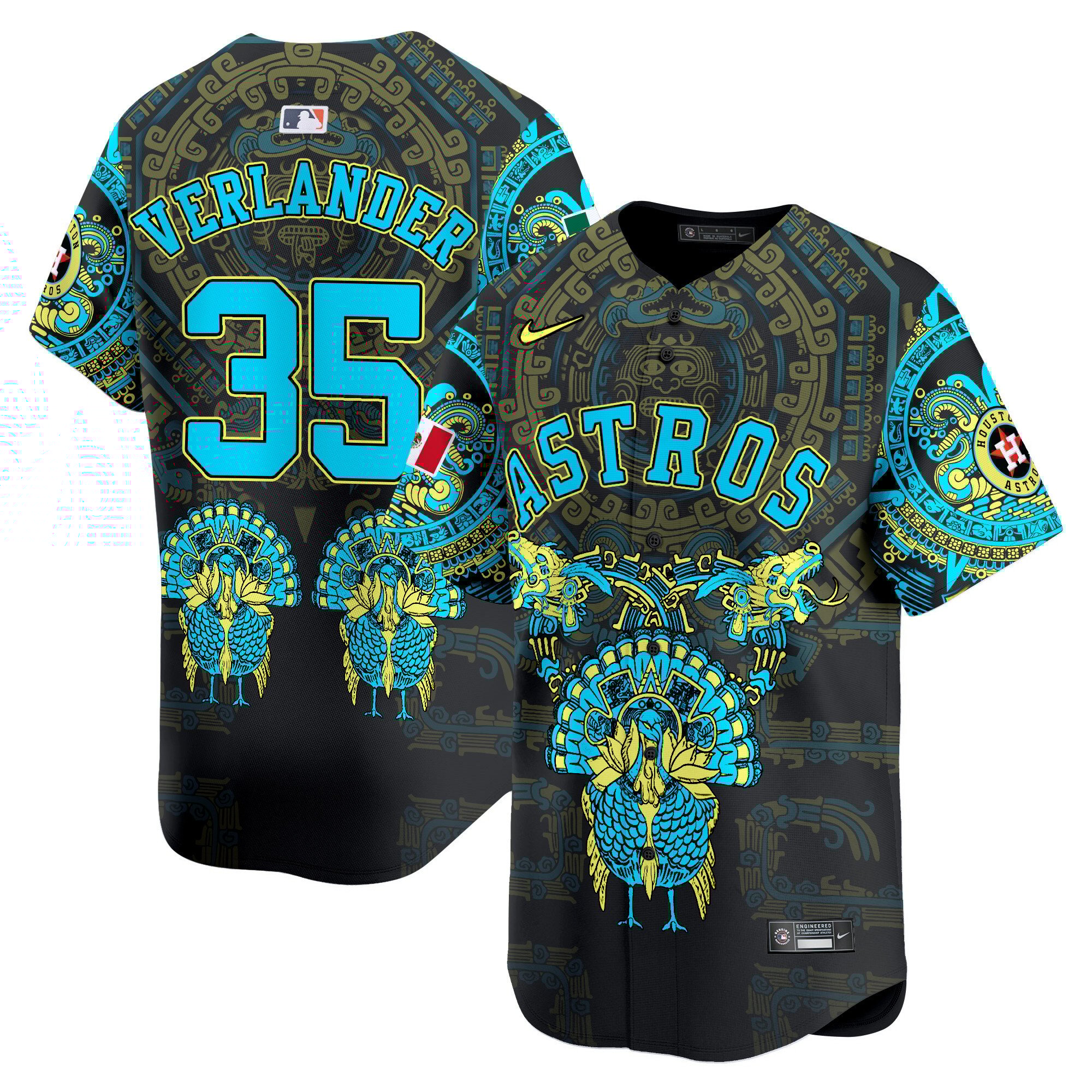 Men Justin Verlander Houston Astros Mexico Aztec Vapor Premier Limited Jersey - Printed