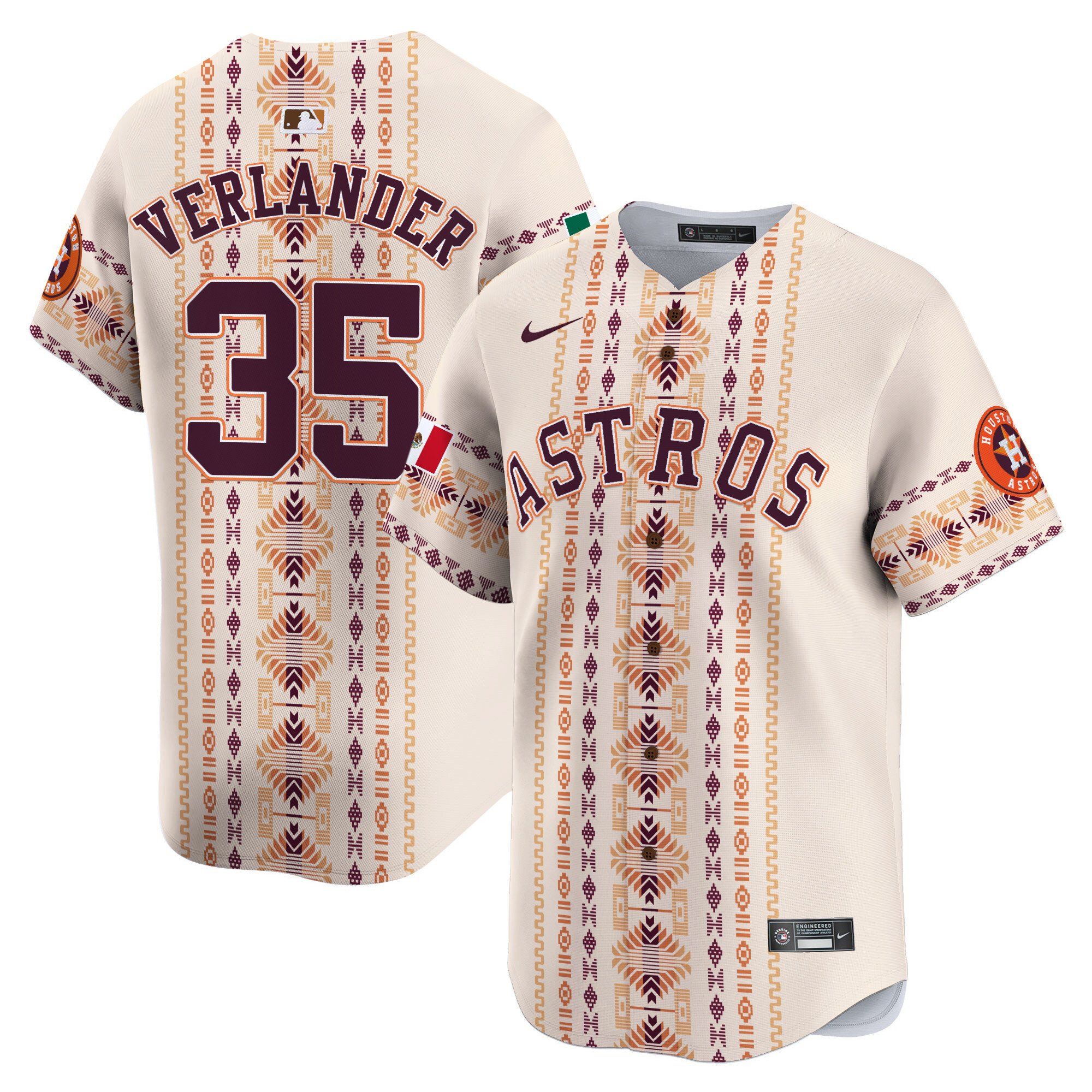 Men Justin Verlander Houston Astros Mexico Traditional Style Vapor Premier Limited Jersey - Printed