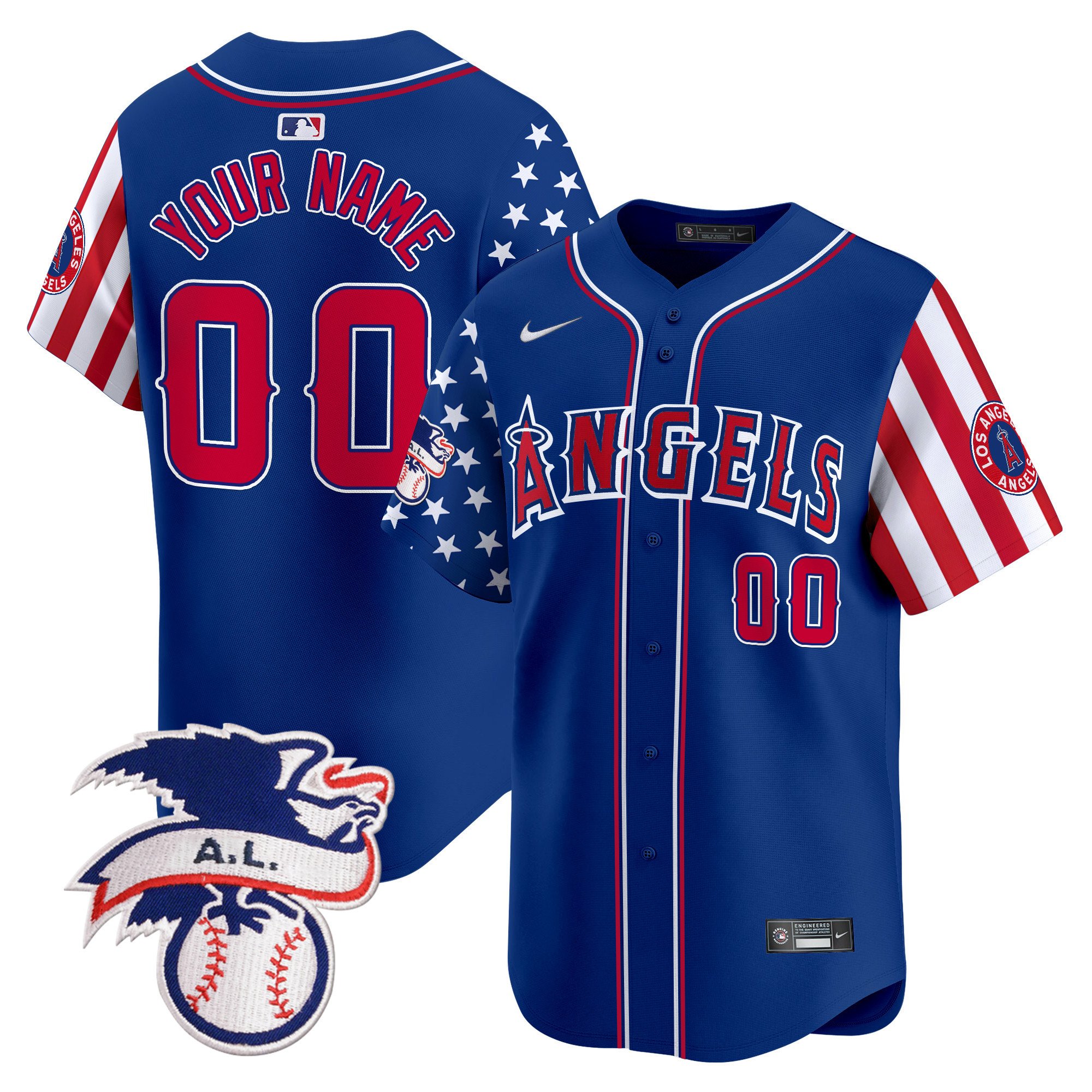 Men Los Angeles Angels 2024 Fourth of July Vapor Premier Limited Custom Royal Jersey - All Stitched
