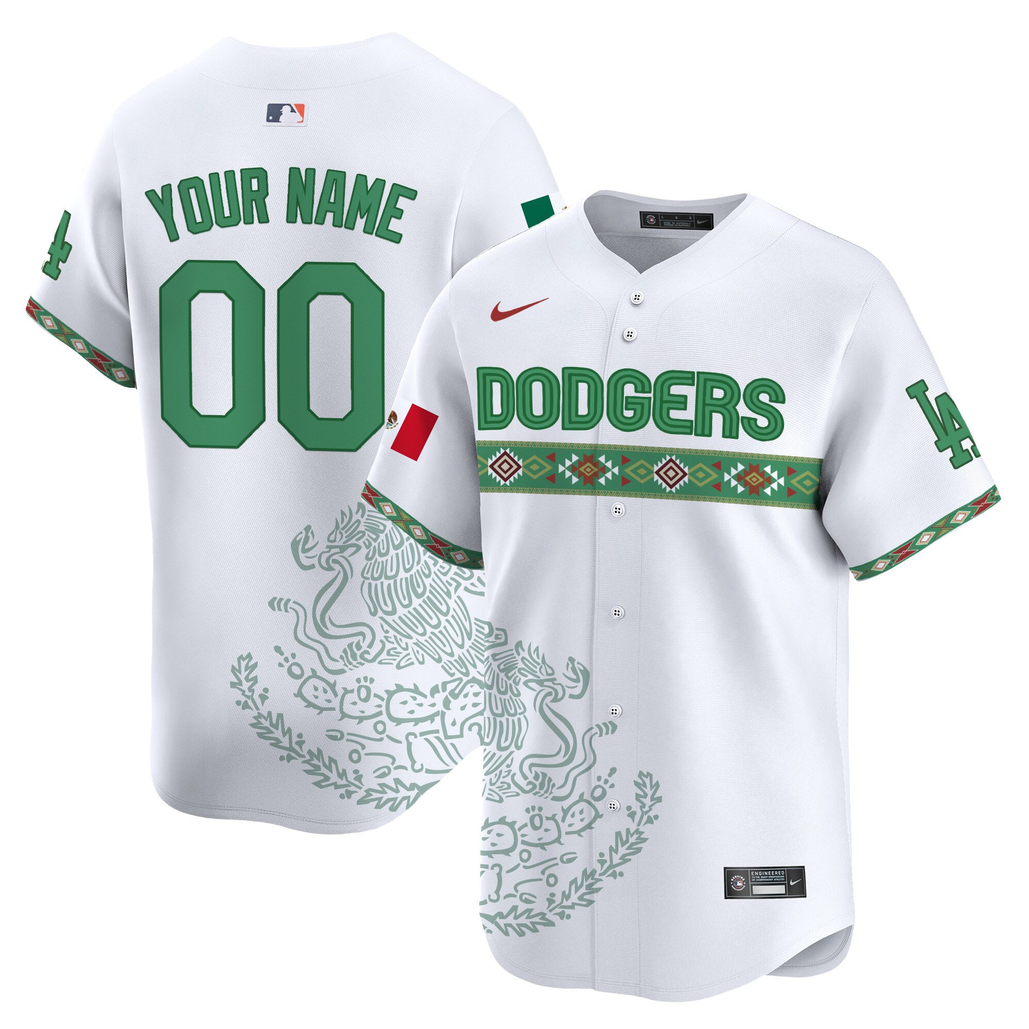 Men Los Angeles Dodgers Mexico Vapor Premier Limited Custom White Jersey V3 - Printed