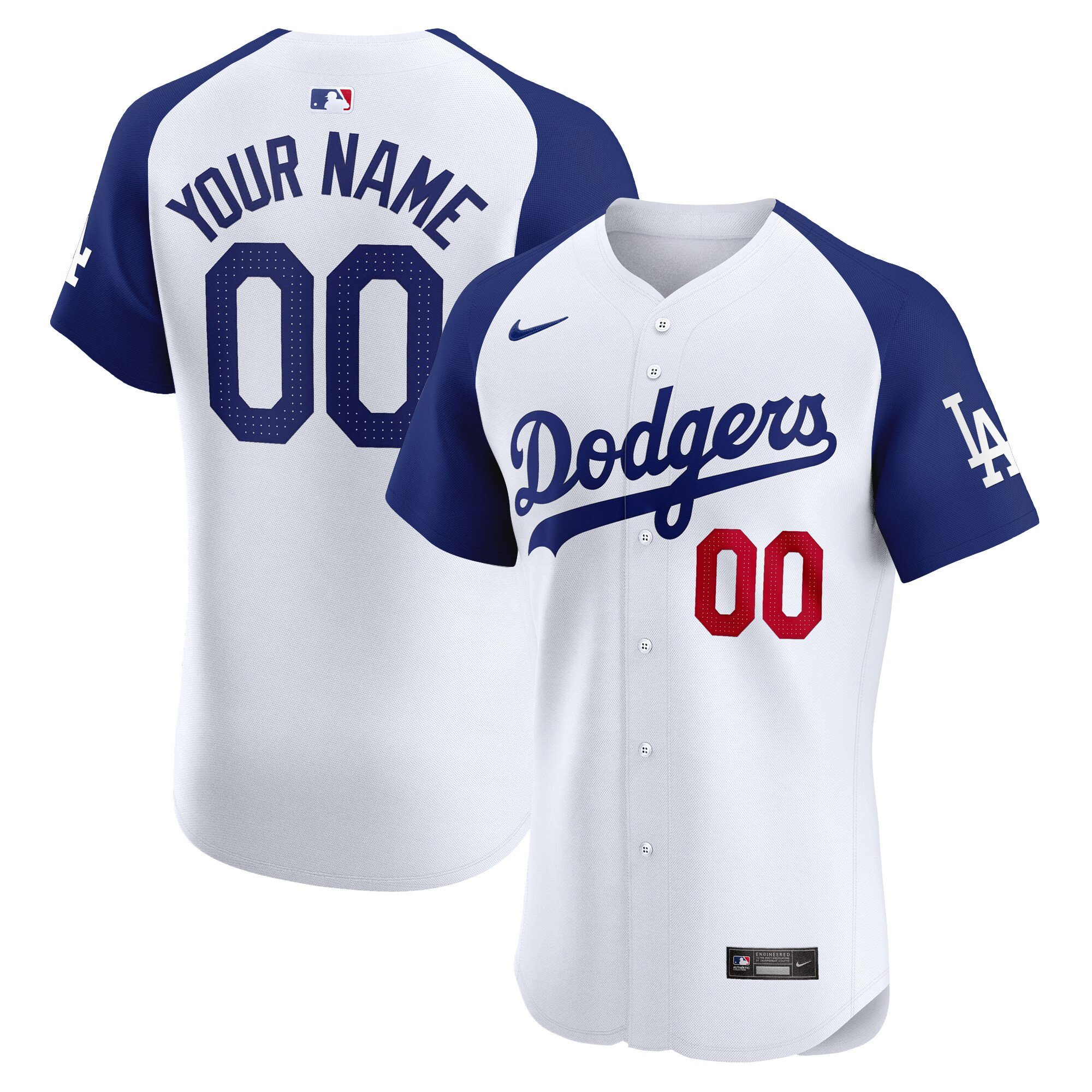 Men Los Angeles Dodgers Premier Elite Custom Alternate White Jersey - All Stitched