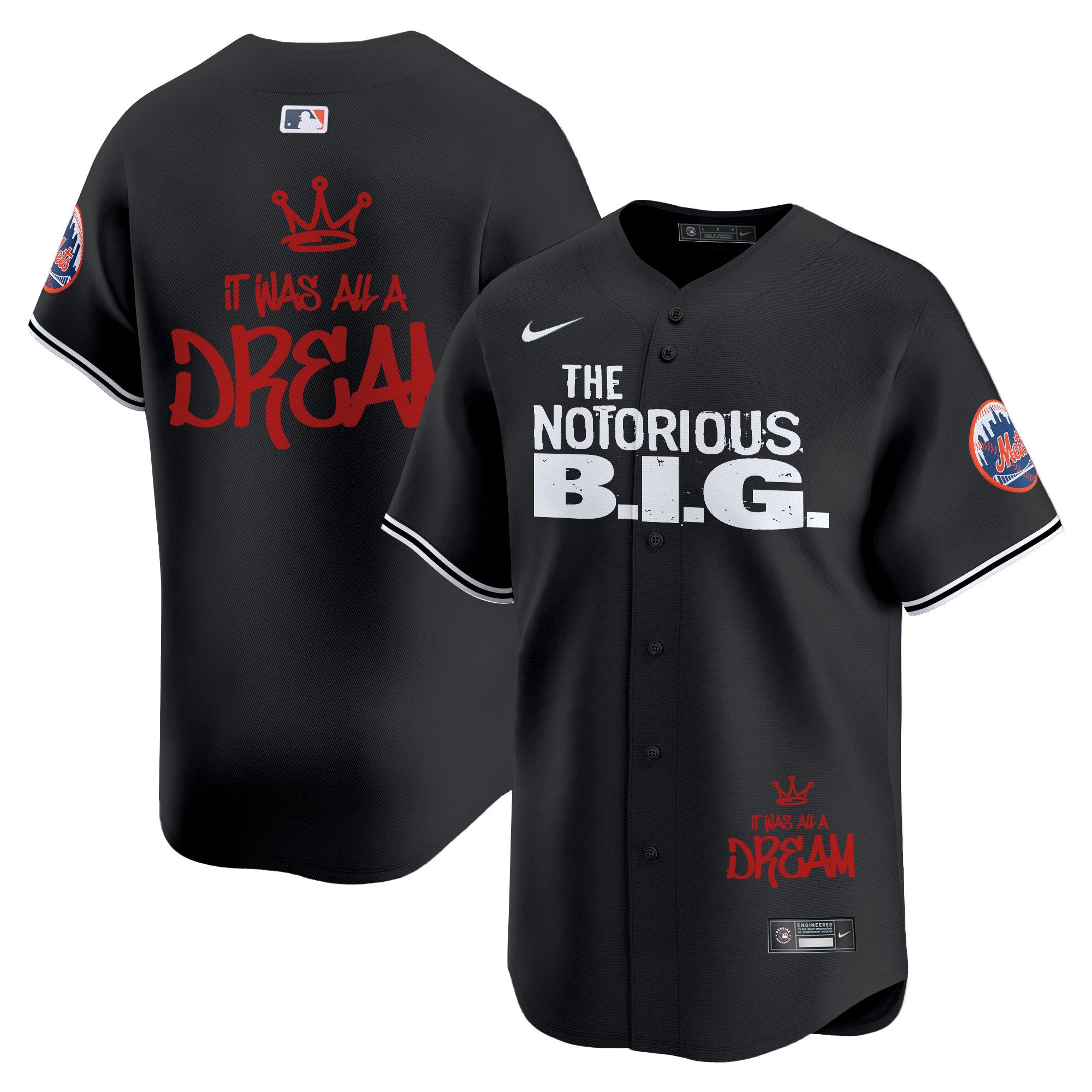 Men New York Mets Biggie Smalls Vapor Premier Limited The Notorious BIG Jersey - Printed