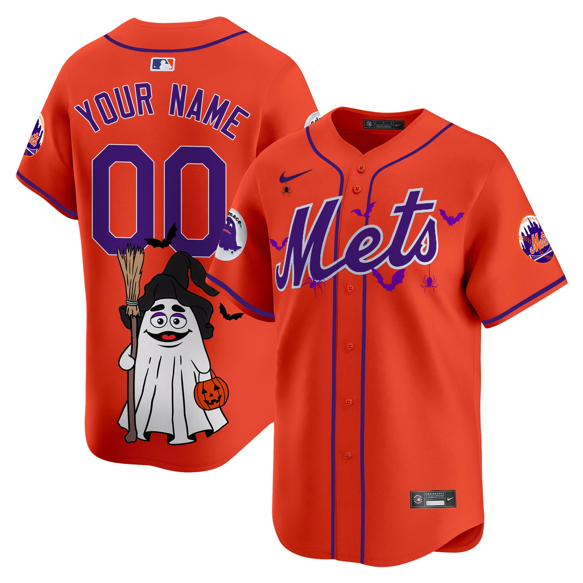 Men New York Mets Grimace Halloween Vapor Premier Limited Custom Orange Jersey V2- Printed