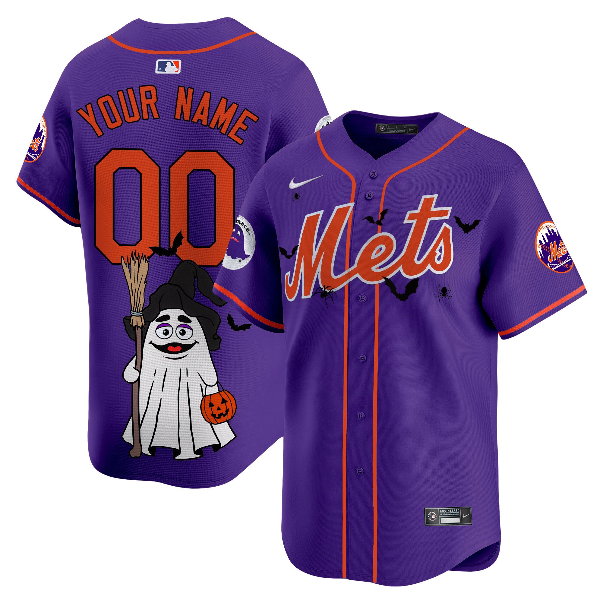 Men New York Mets Grimace Halloween Vapor Premier Limited Custom Purple Jersey V2- Printed