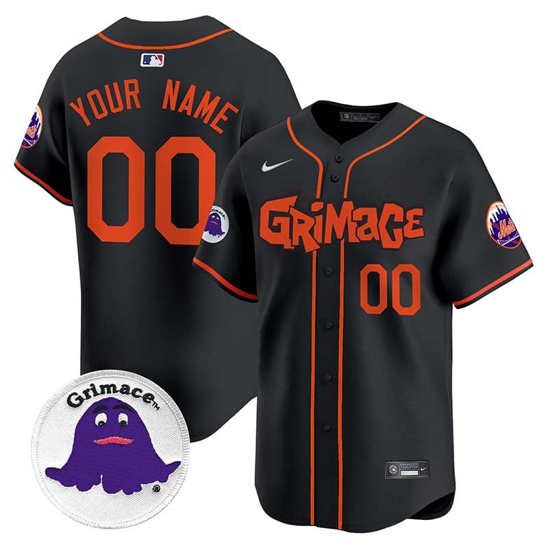 Men New York Mets Grimace Vapor Premier Limited Custom Black Jersey V2 - All Stitched