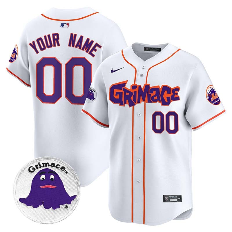 Men New York Mets Grimace Vapor Premier Limited Custom White Jersey V2 - All Stitched